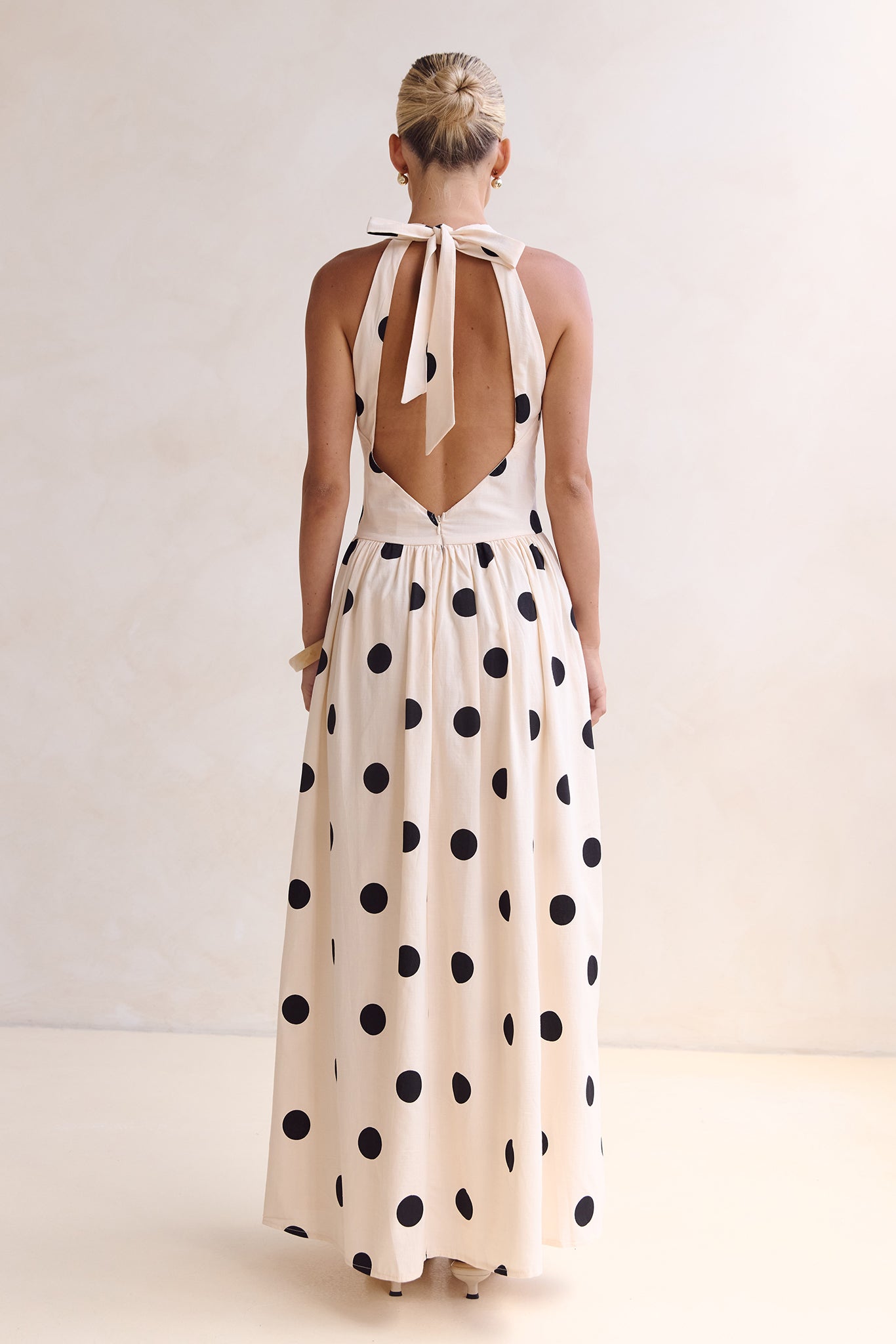 Aya Maxi Dress (Cream/Black Polka)