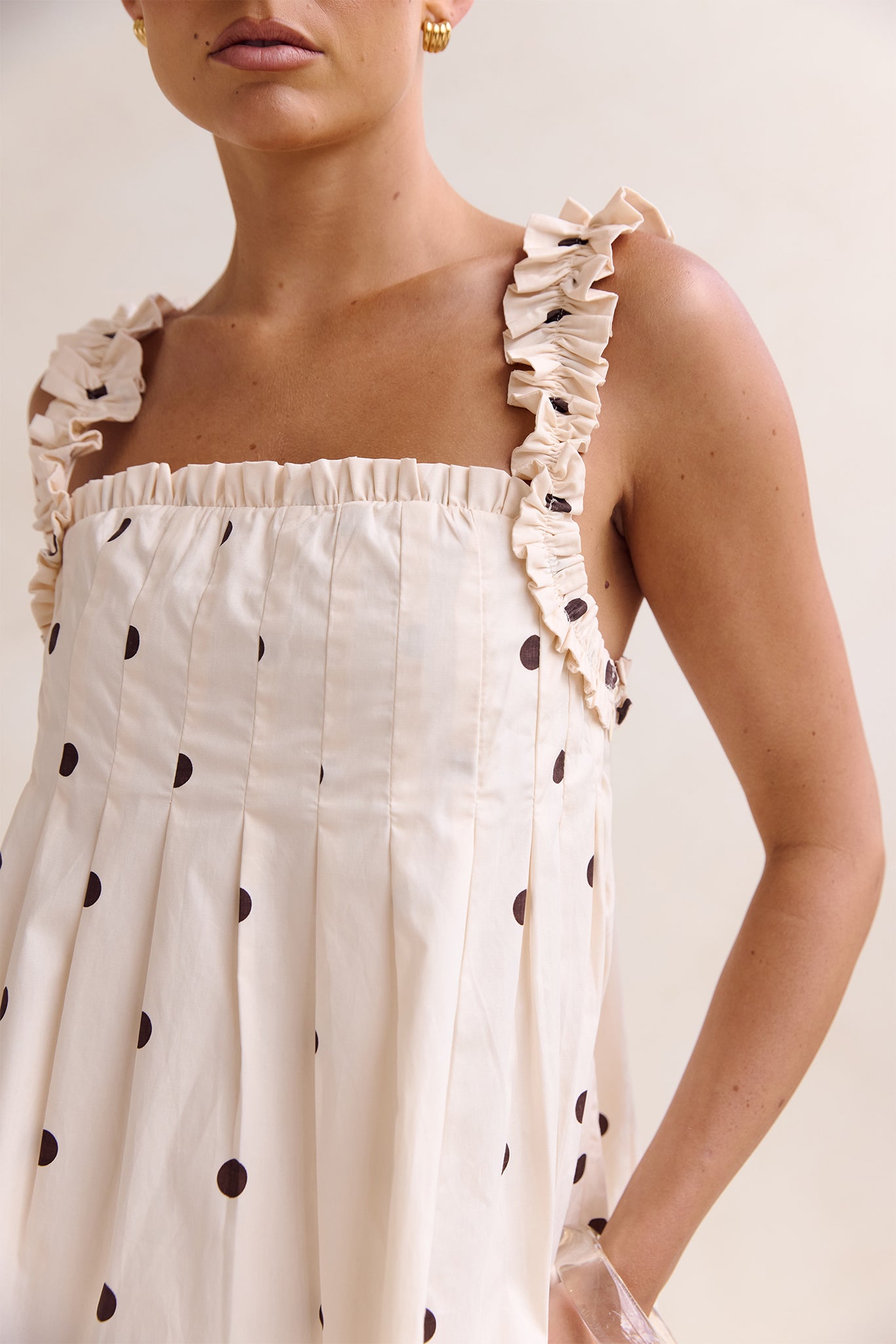 Lila Mini Dress (Cream/Chocolate Polka)