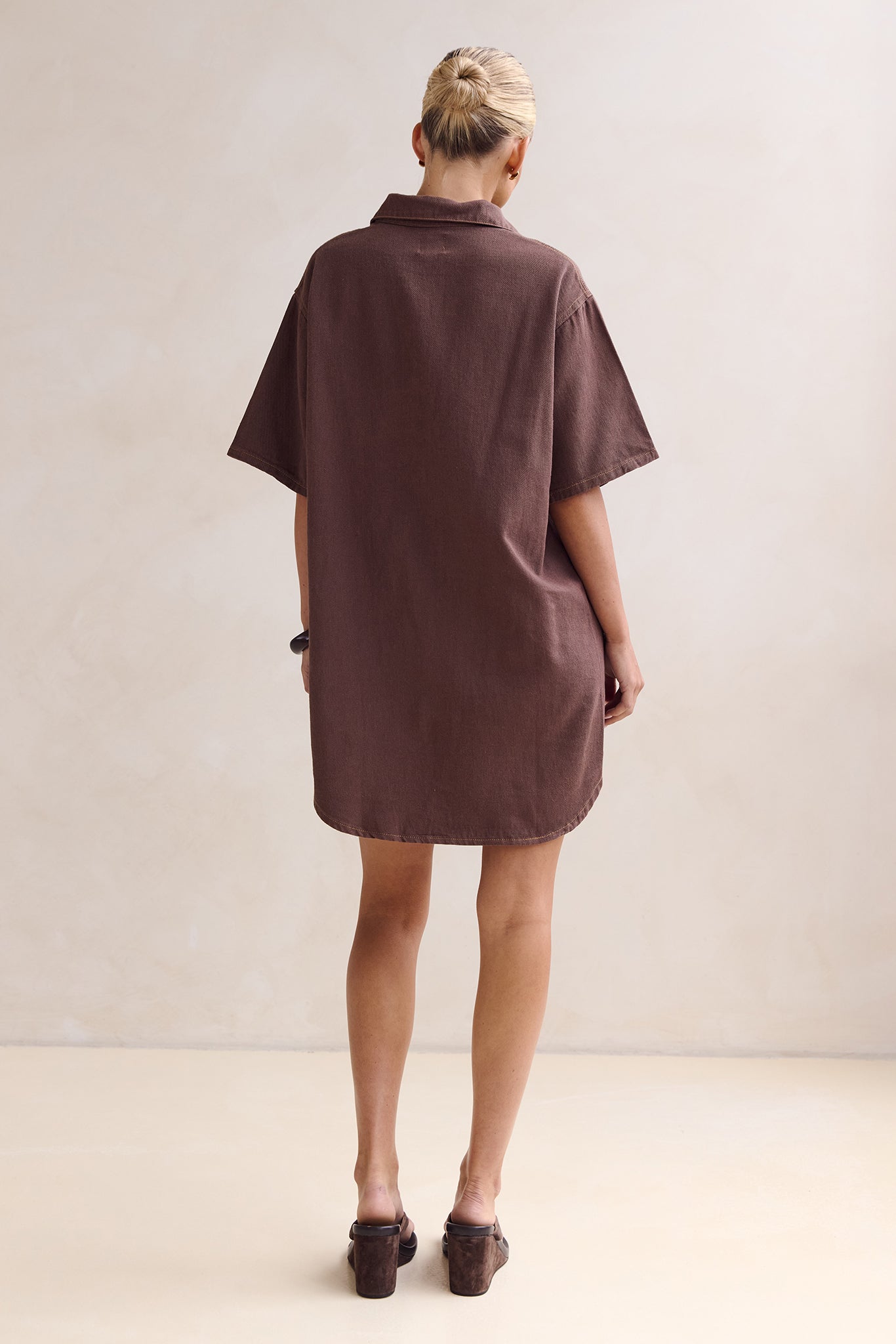 Nia Denim Mini Dress (Chocolate)