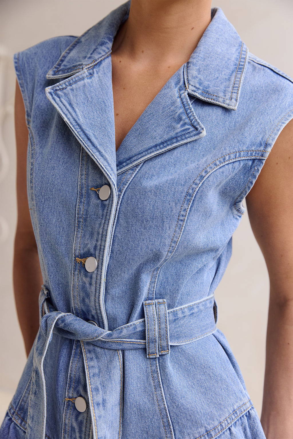 June Denim Mini Dress (Blue)