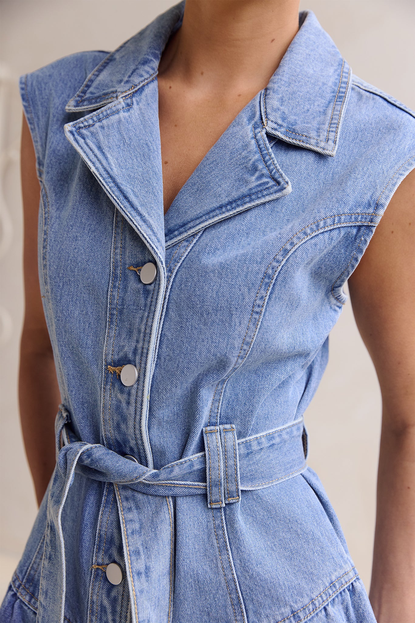 June Denim Mini Dress (Blue)