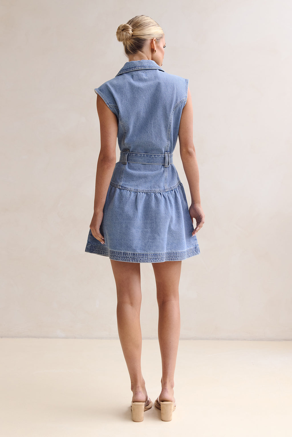 June Denim Mini Dress (Blue)