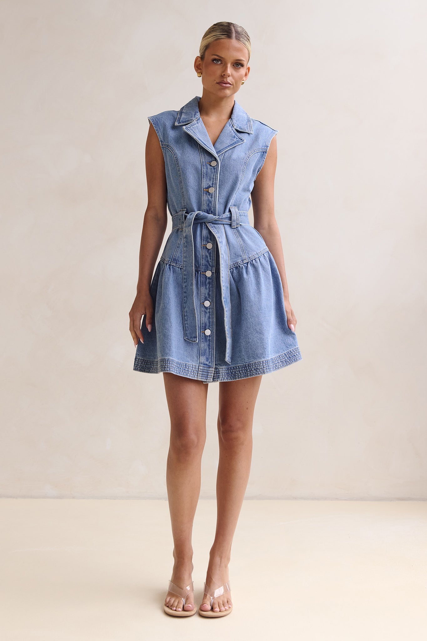 June Denim Mini Dress (Blue)