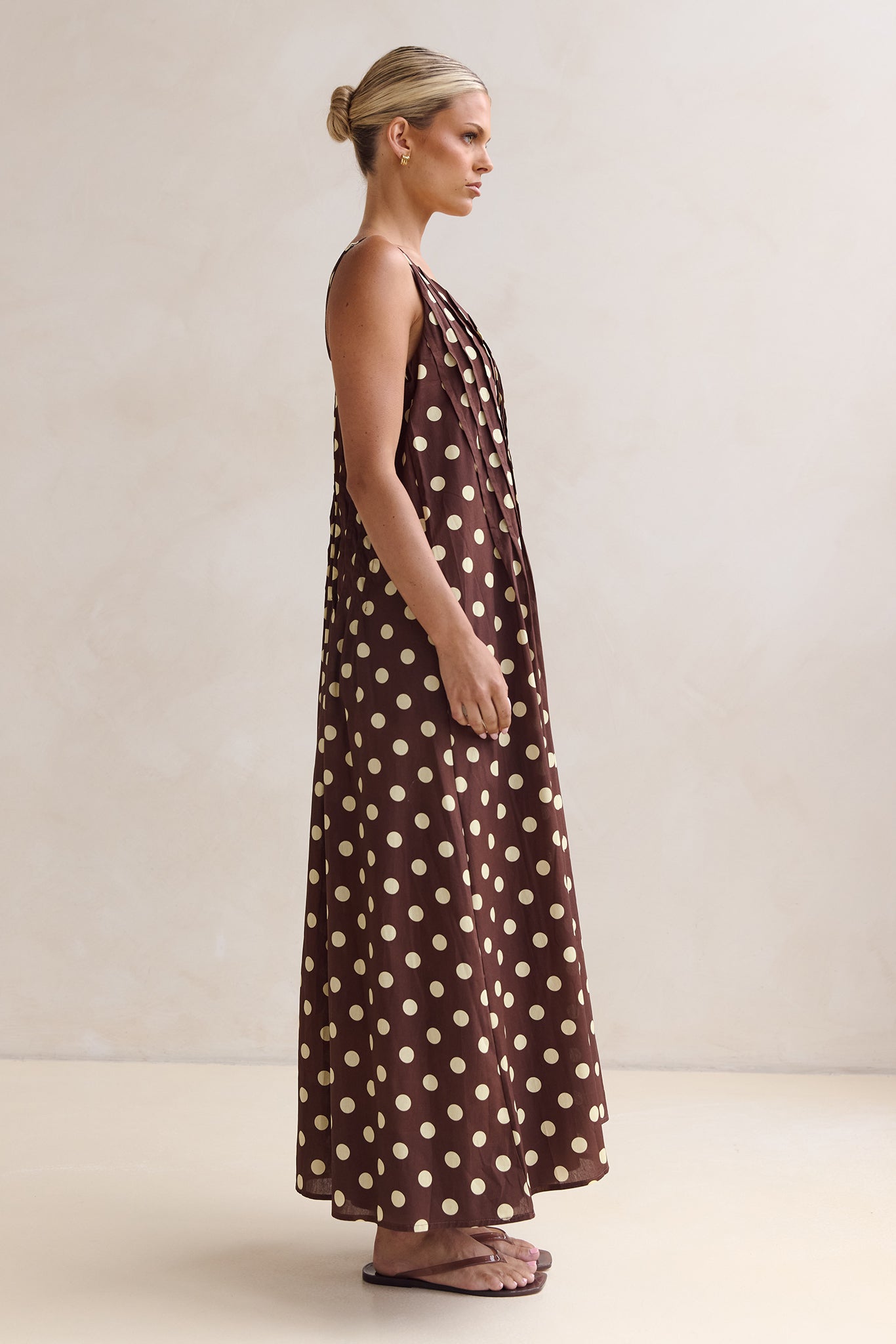 Conni Maxi Dress (Chocolate/Butter Polka)