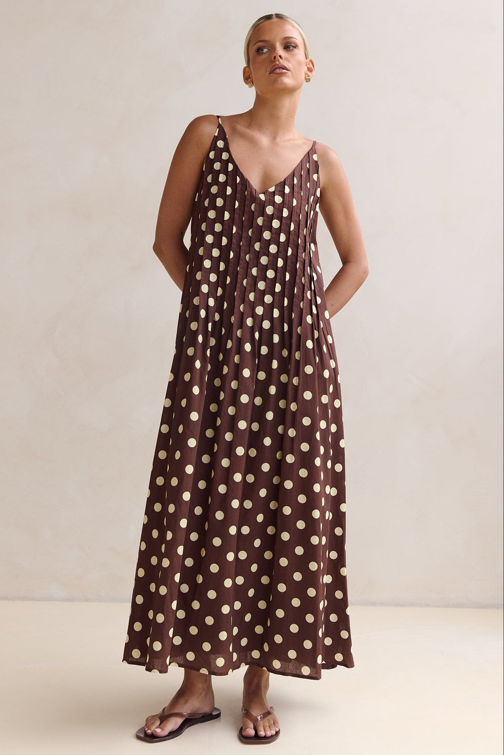 Conni Maxi Dress (Chocolate/Butter Polka)