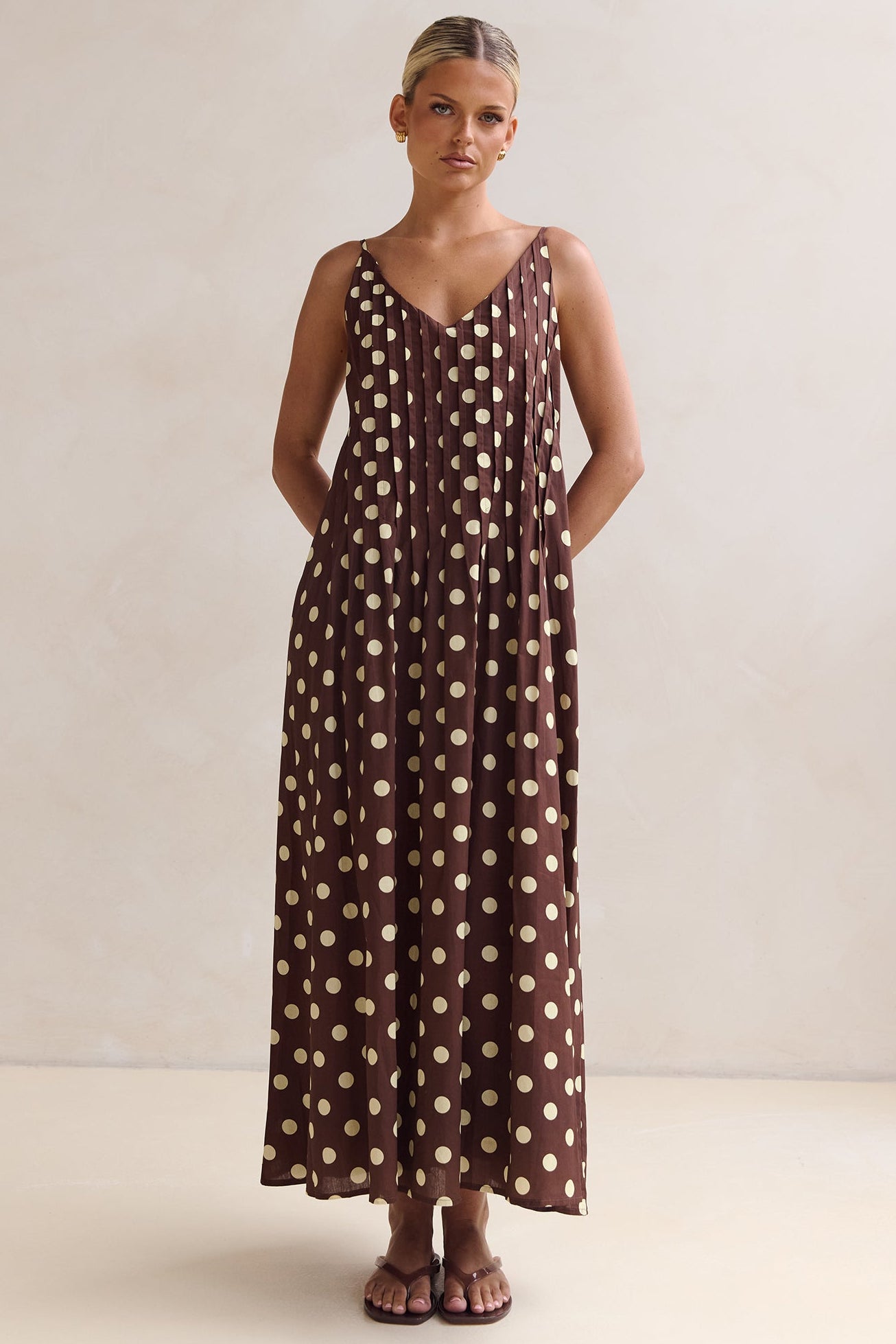 Conni Maxi Dress (Chocolate/Butter Polka)
