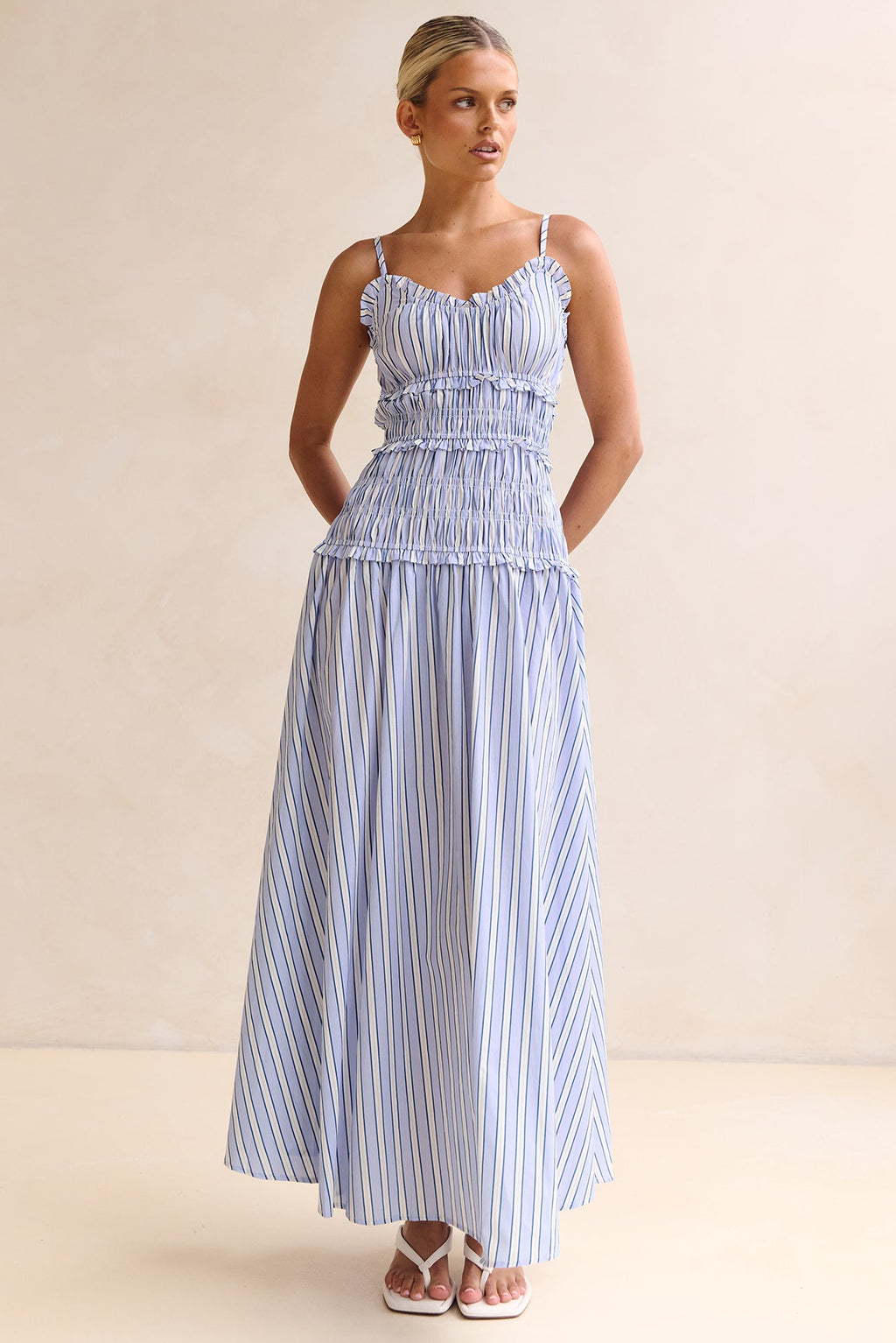 Brooke Maxi Dress (Azure Stripe)