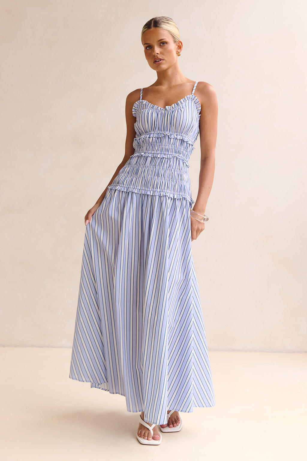Brooke Maxi Dress (Azure Stripe)
