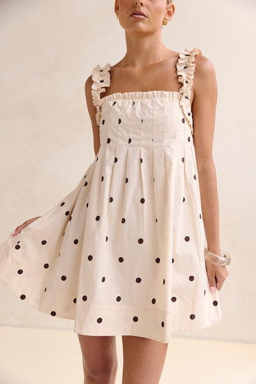 Lila Mini Dress (Cream/Chocolate Polka) Runway Scout Lila Mini Dress (Cream/Chocolate Polka) Runway Scout