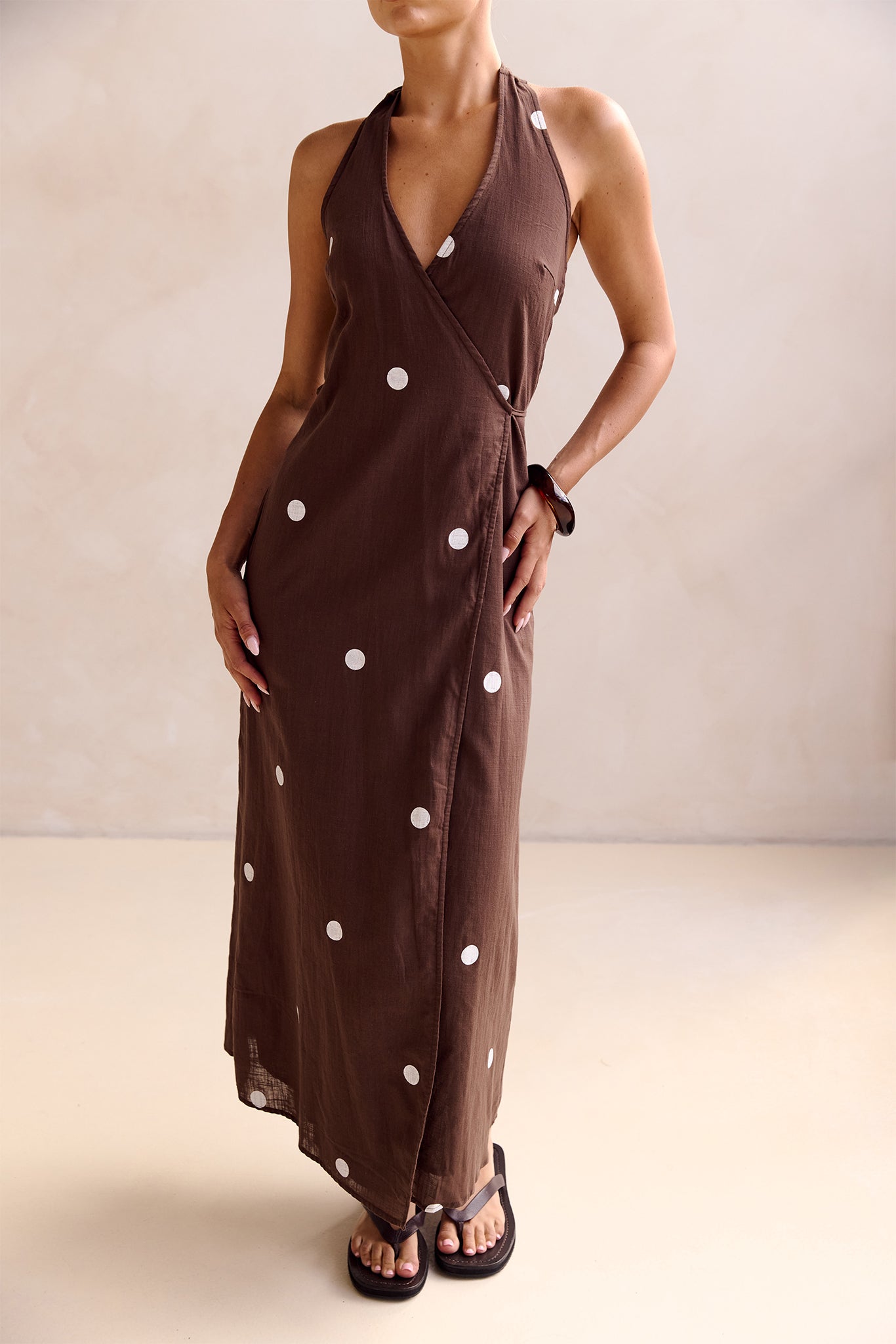 Kaia Midi Dress (Chocolate Polka)