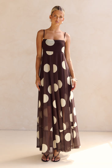 Blair Maxi Dress (Chocolate/Yellow Polka)