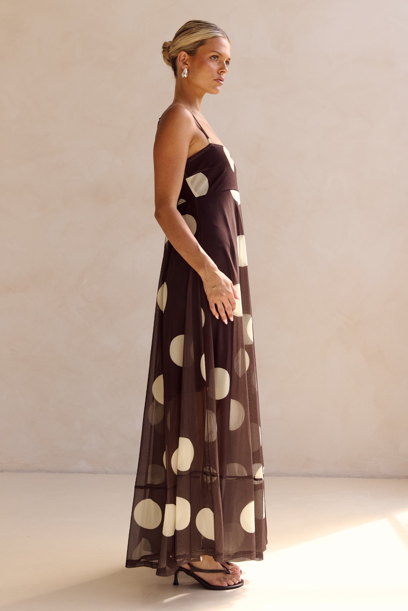 Blair Maxi Dress (Chocolate/Yellow Polka)