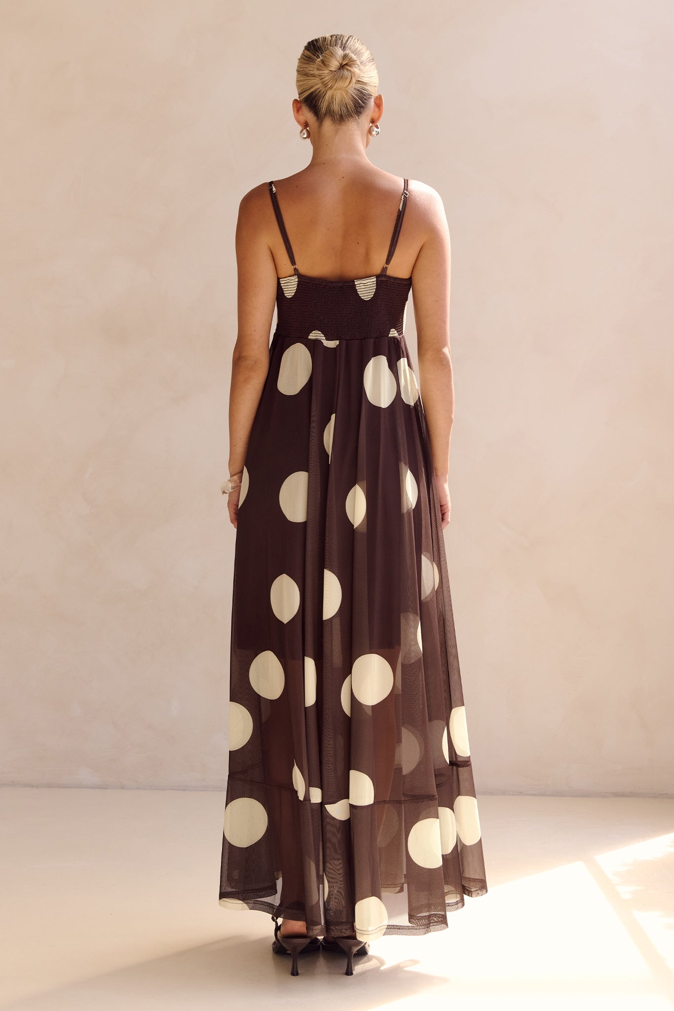 Blair Maxi Dress (Chocolate/Yellow Polka)