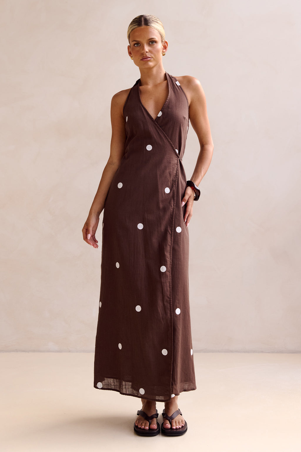 Kaia Midi Dress (Chocolate Polka)