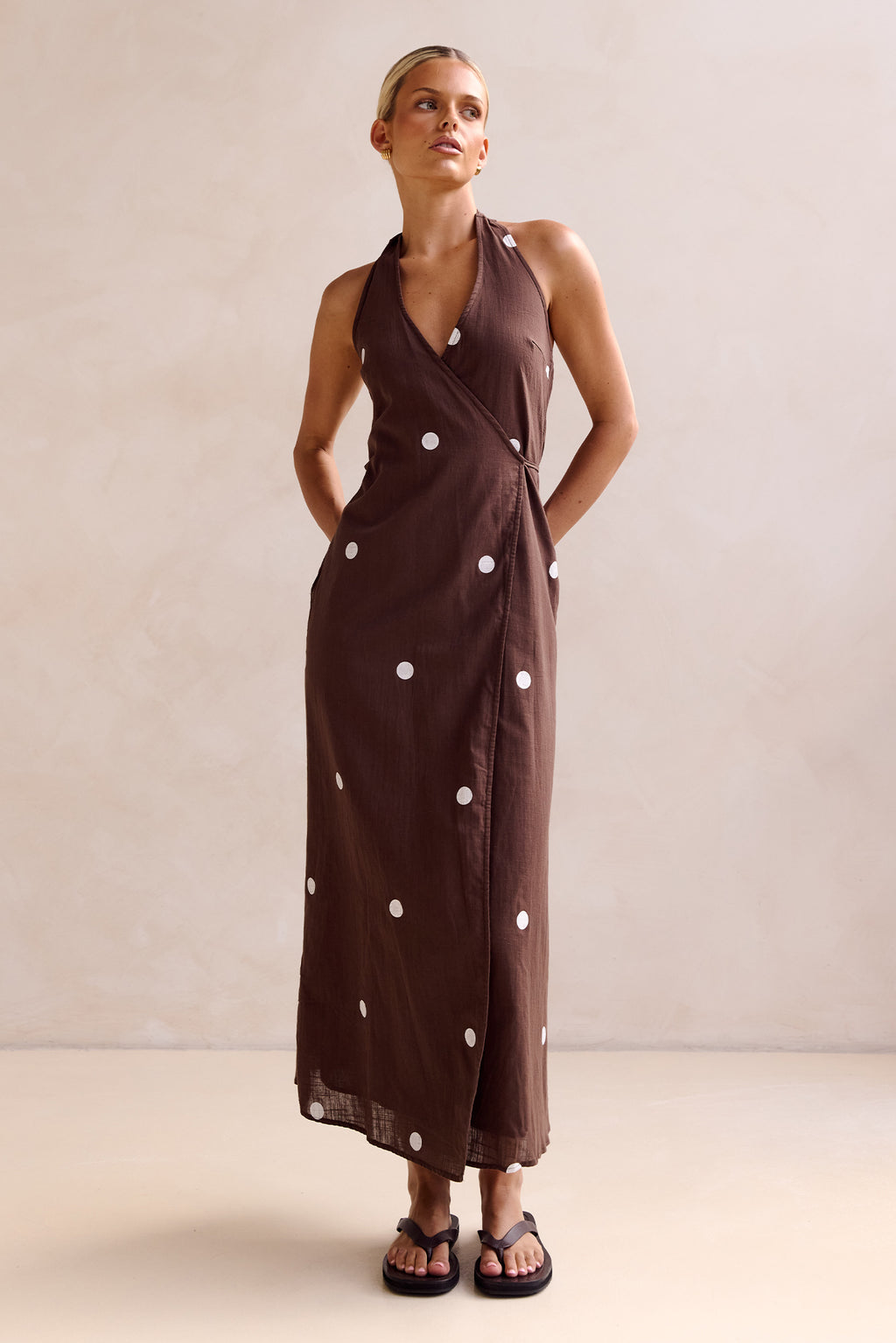 Kaia Midi Dress (Chocolate Polka)