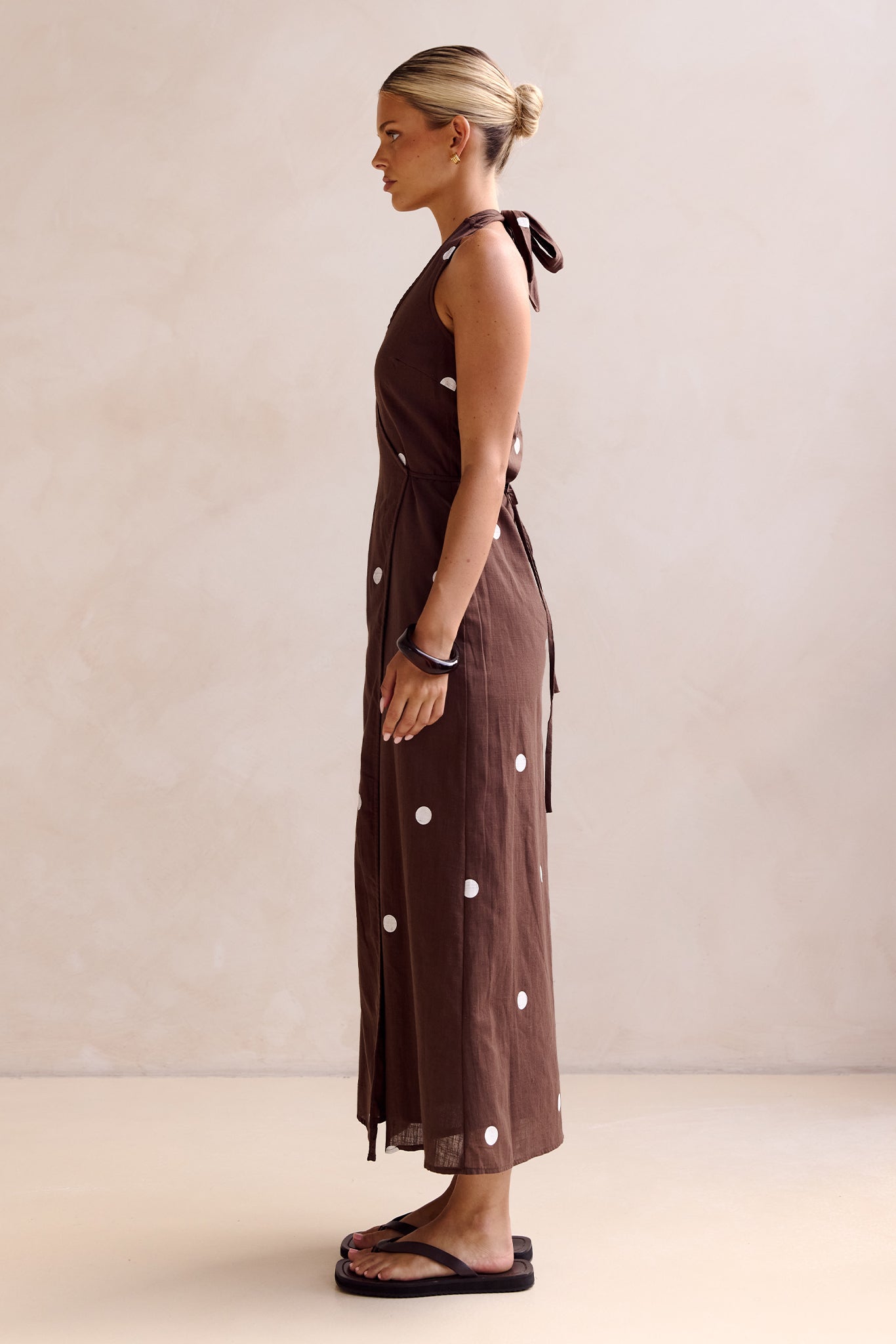 Kaia Midi Dress (Chocolate Polka)