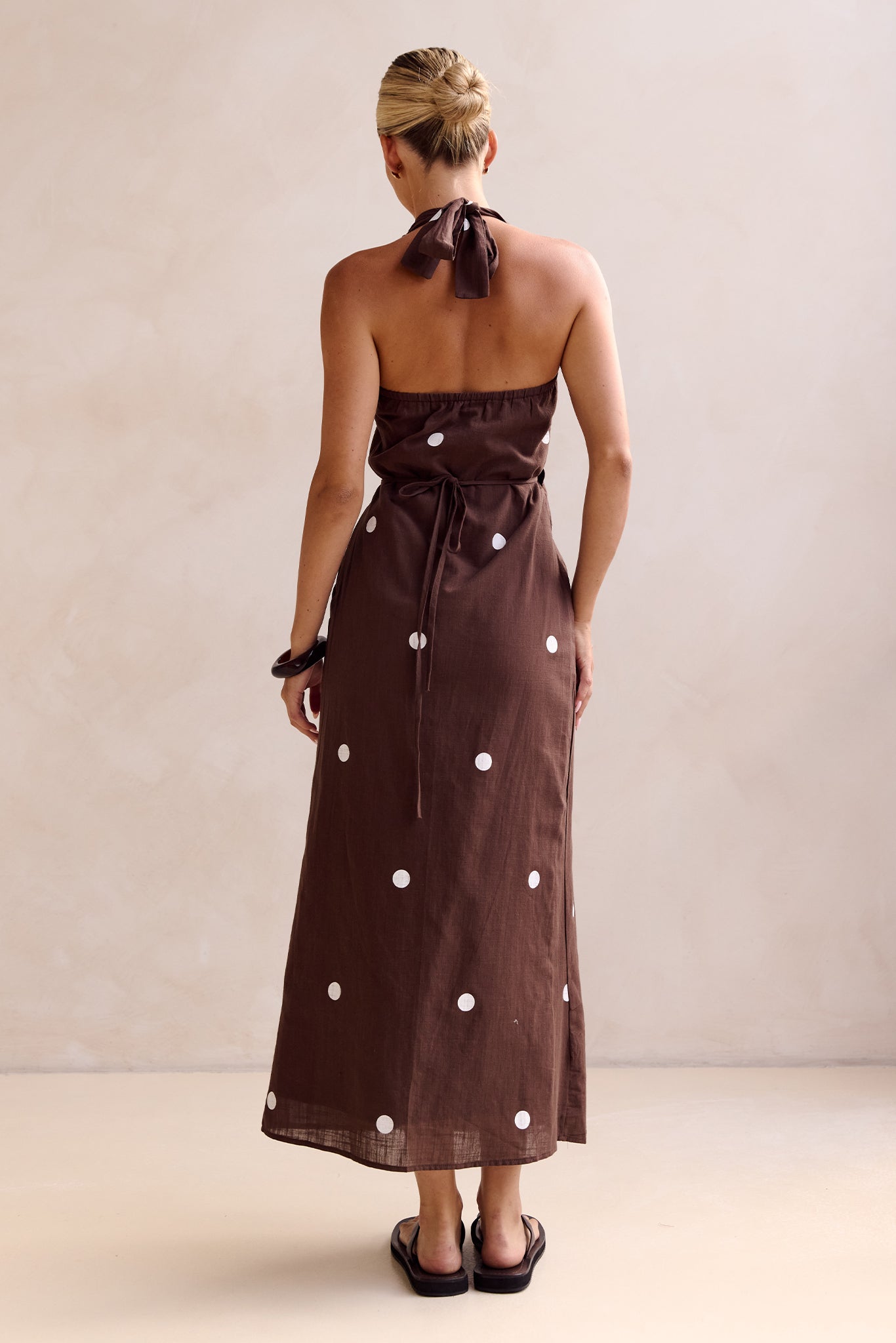 Kaia Midi Dress (Chocolate Polka)