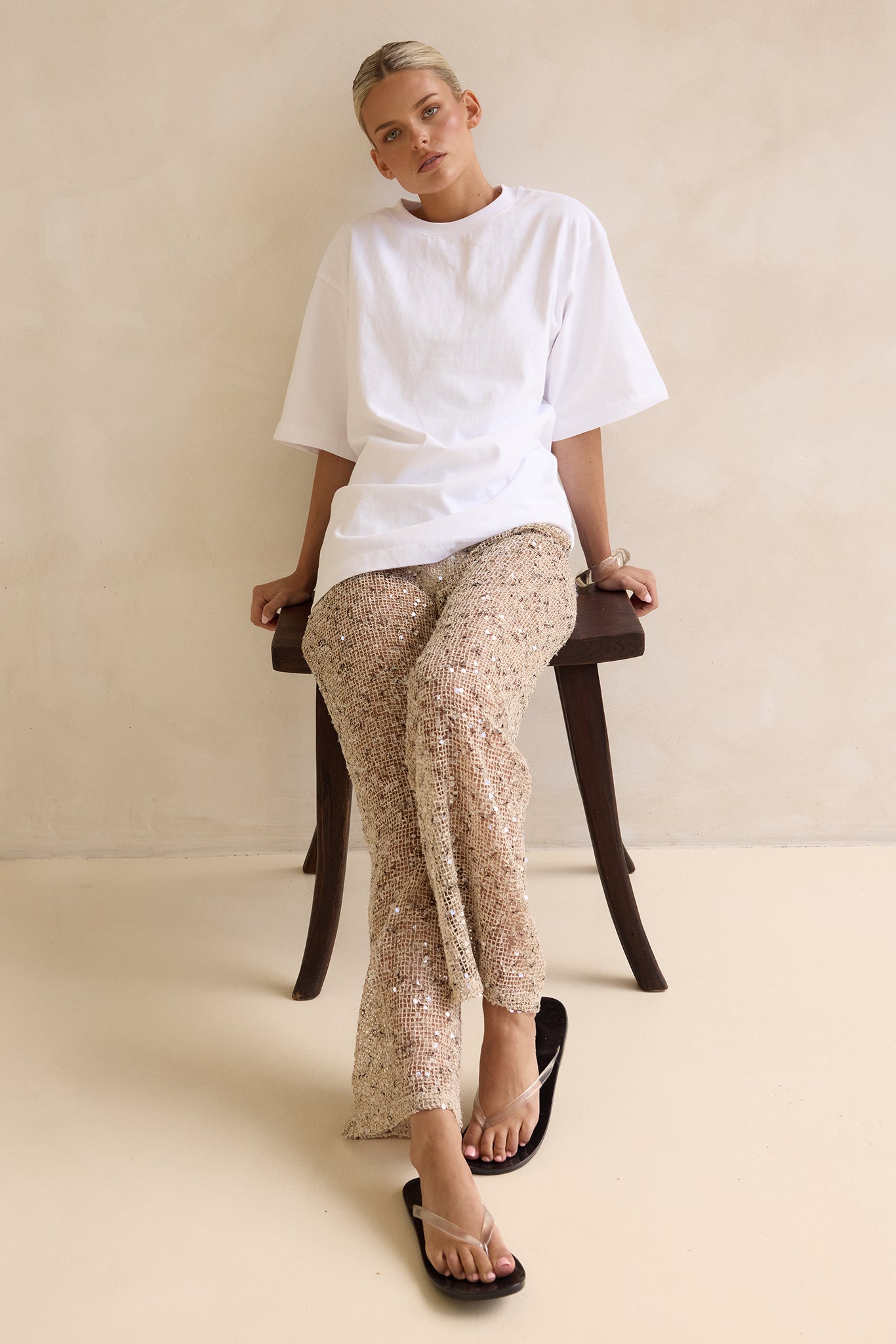 Edela Sequin Pant (Beige)