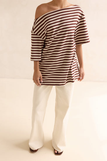 Kingsley Tee (Chocolate/Cream Stripe)