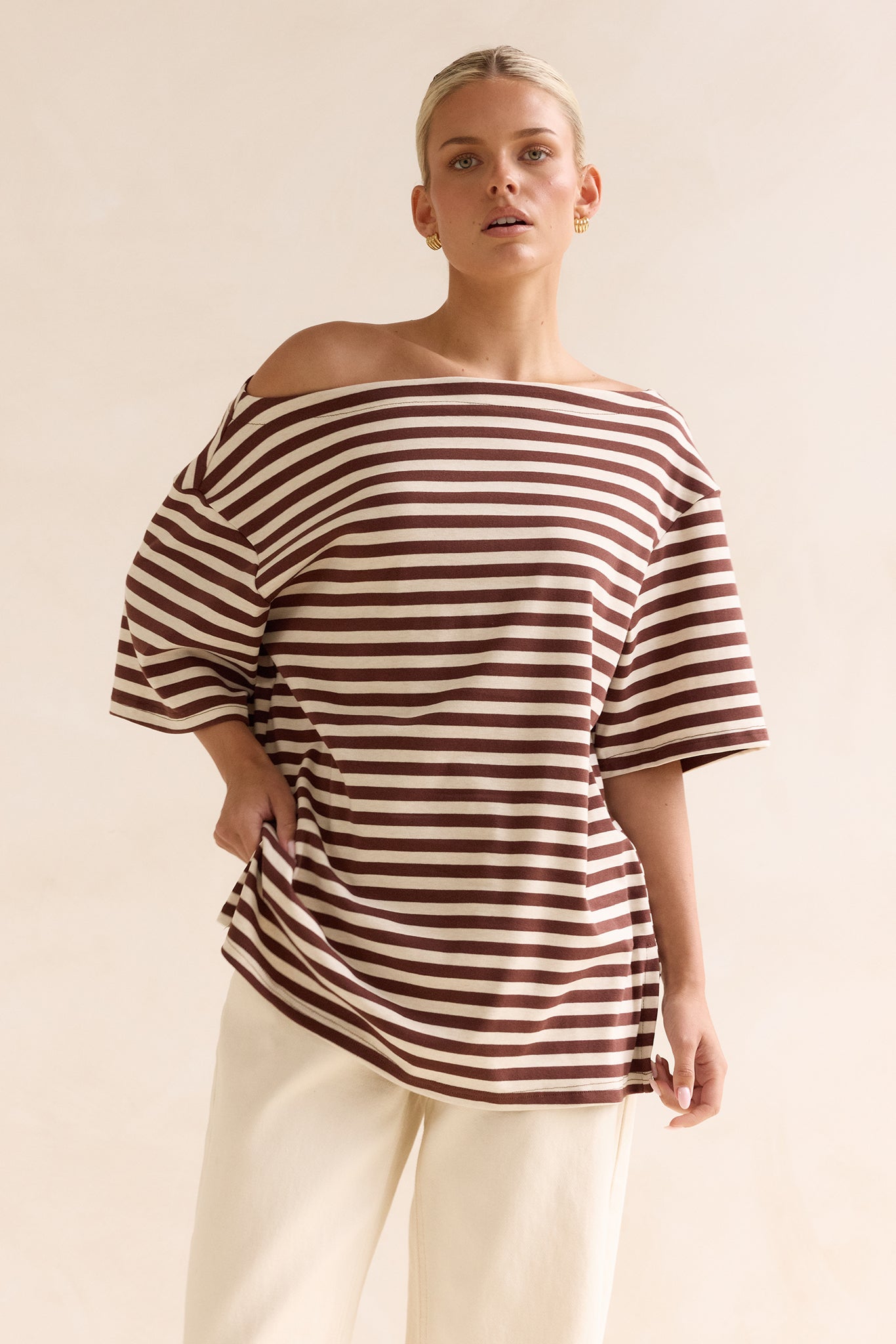 Kingsley Tee (Chocolate/Cream Stripe)