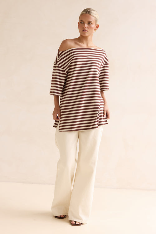 Kingsley Tee (Chocolate/Cream Stripe)