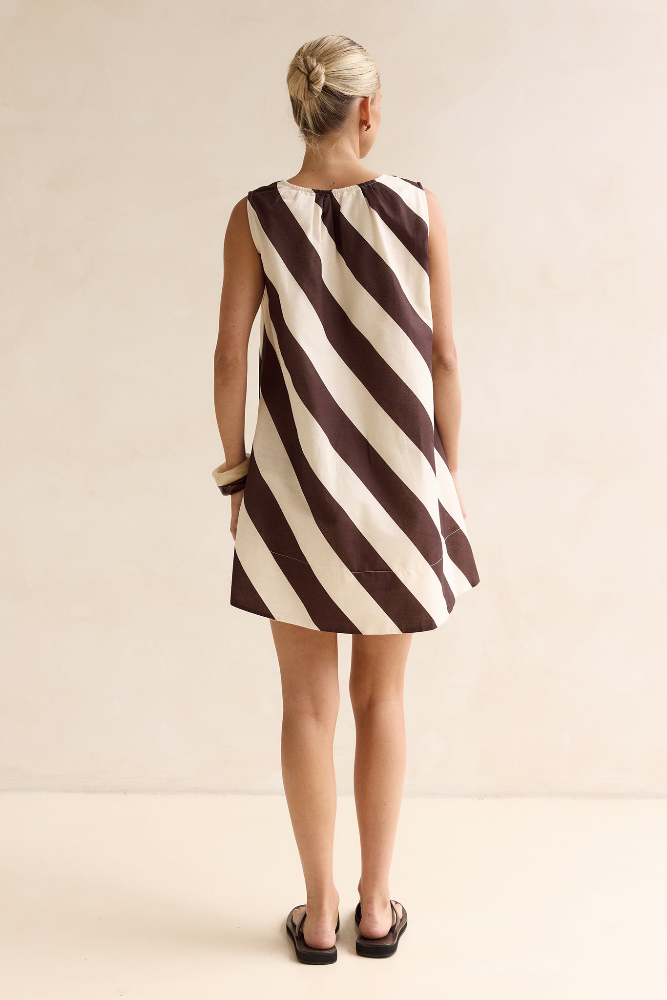 Ayla Mini Dress (Chocolate/Cream Stripe)