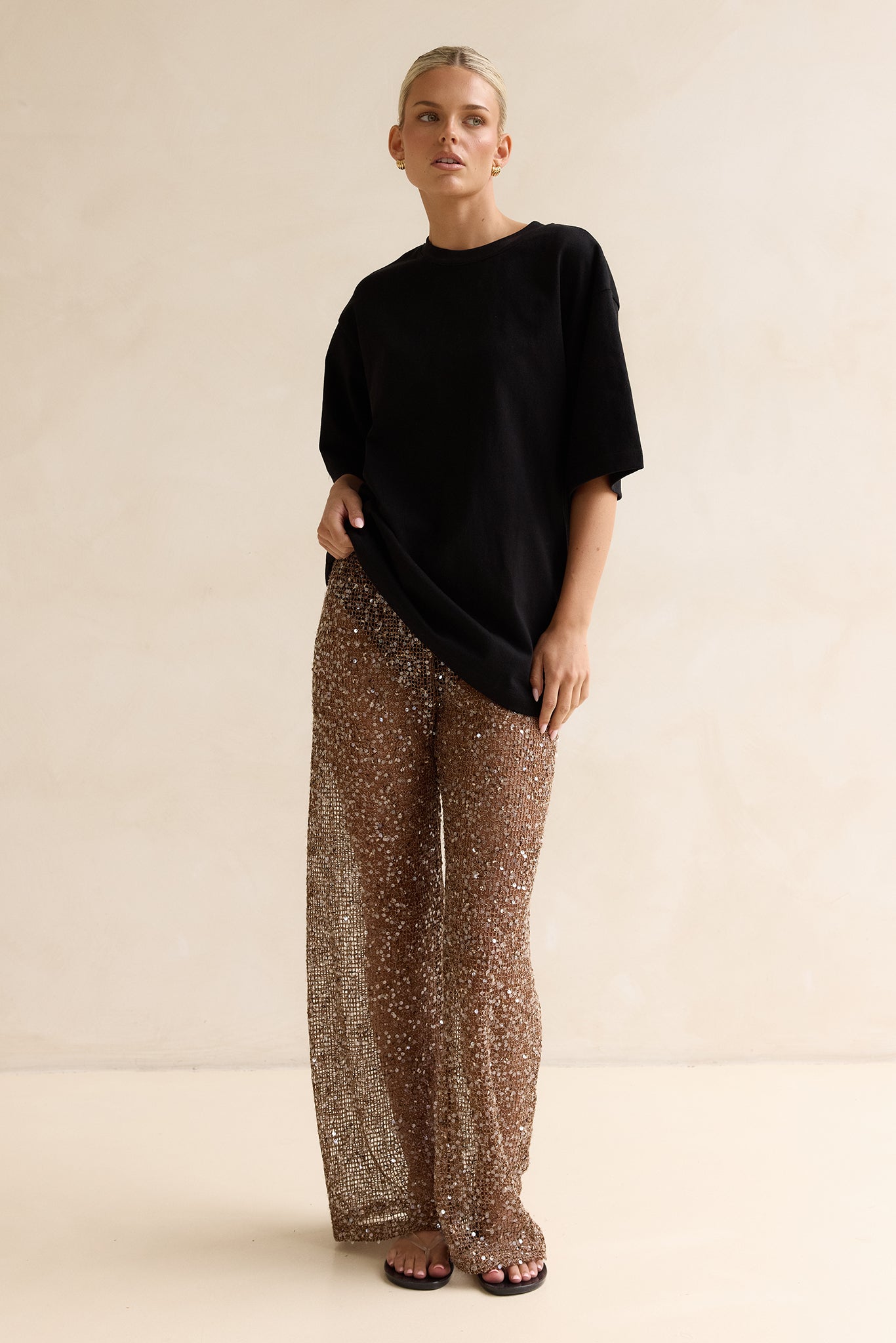 Edela Sequin Pant (Chocolate)