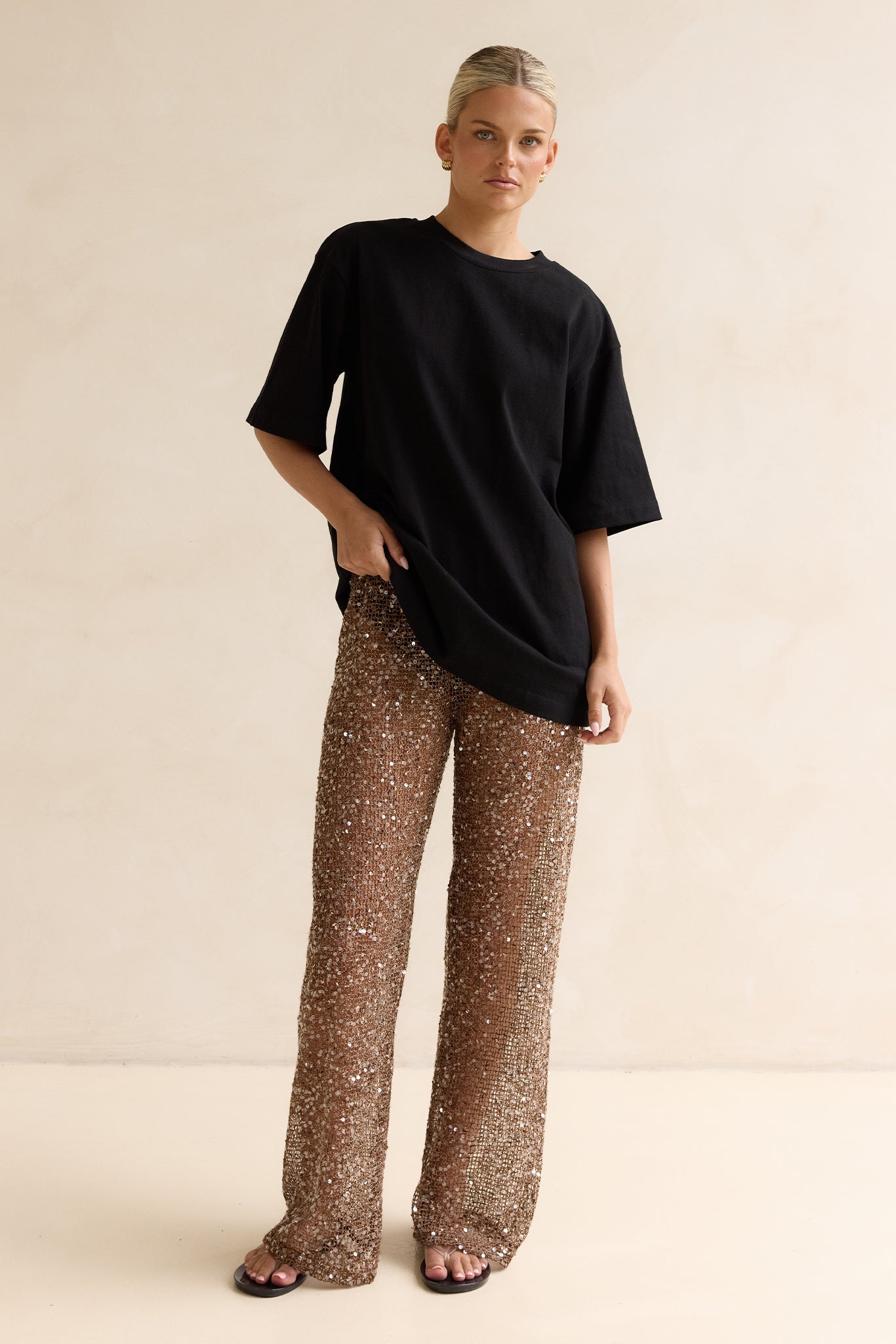 Edela Sequin Pant (Chocolate)