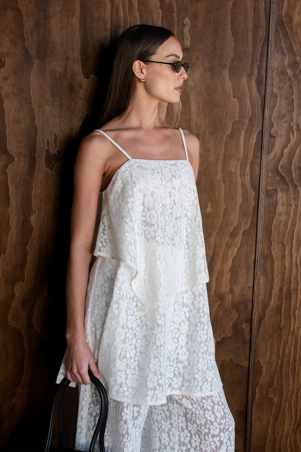 Cora Lace Draped Mini Dress (Cream)