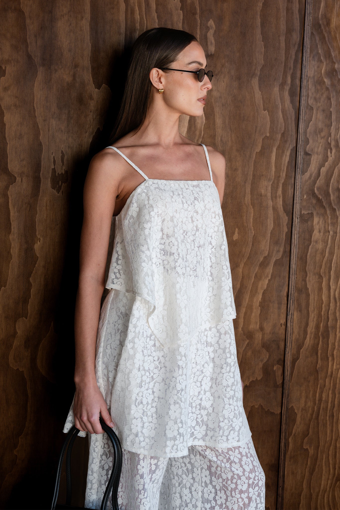 Cora Lace Draped Mini Dress (Cream)