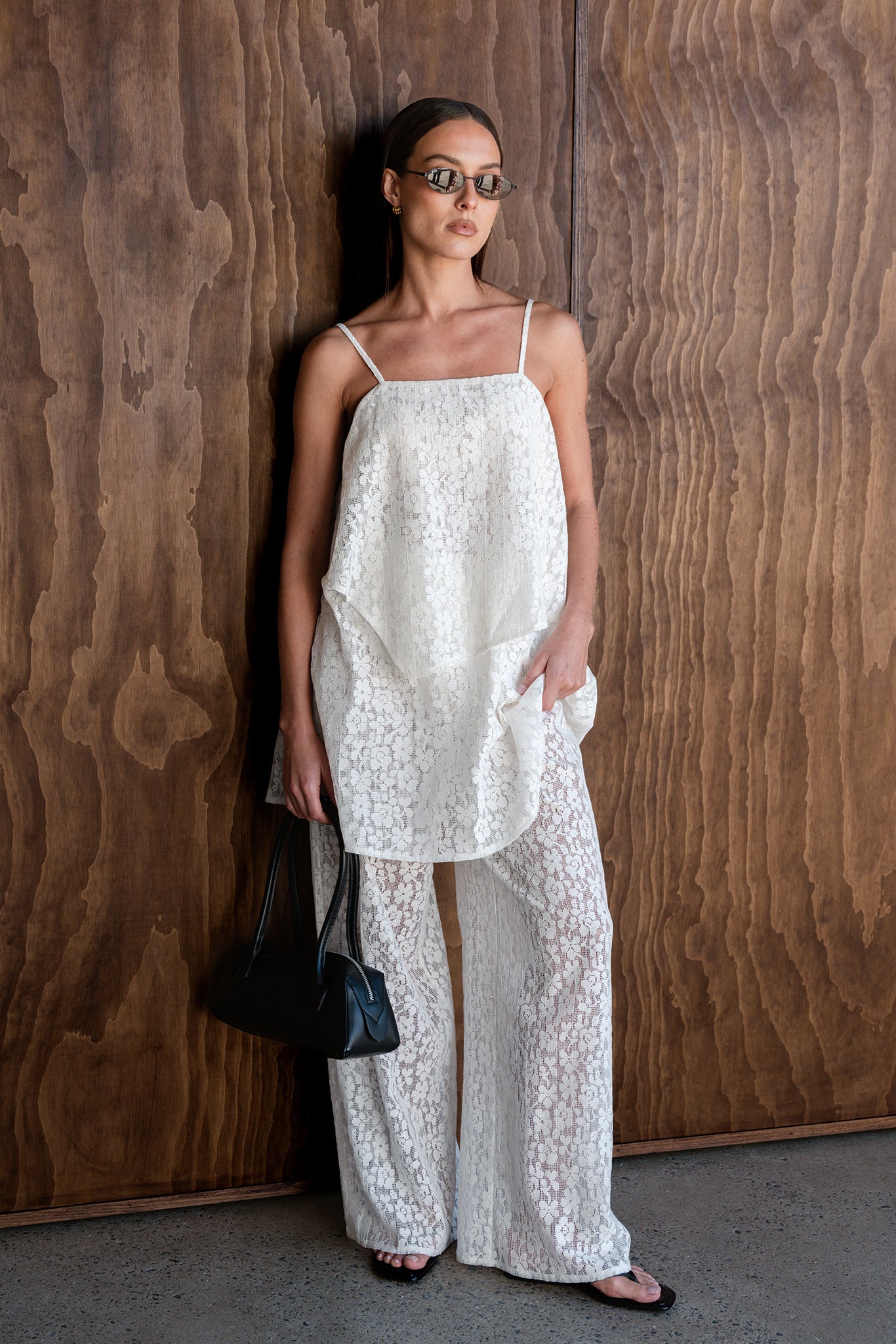 Cora Lace Draped Mini Dress (Cream)