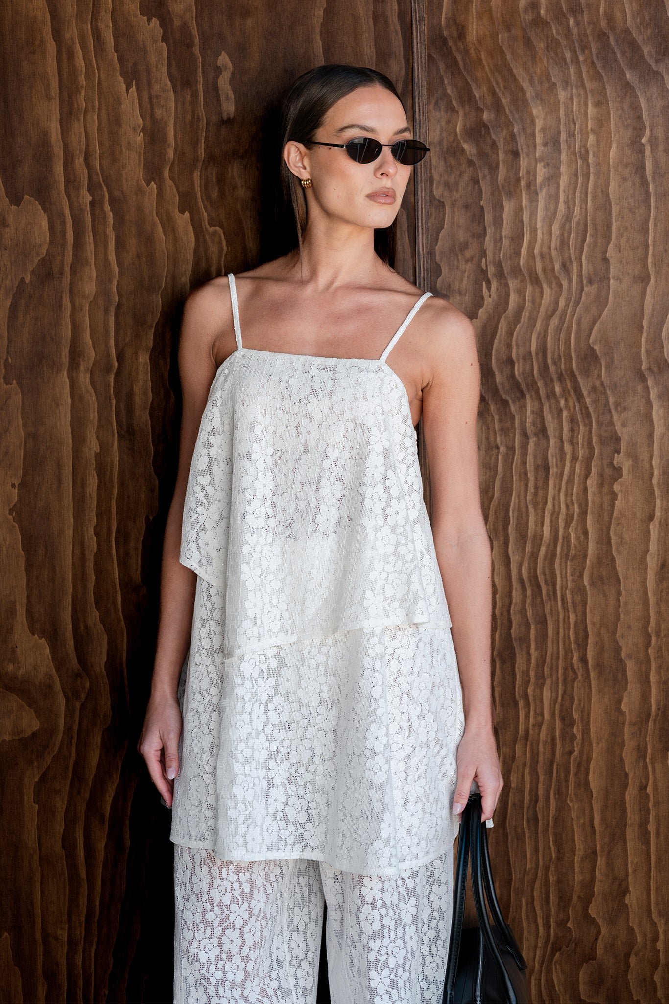 Cora Lace Draped Mini Dress (Cream)