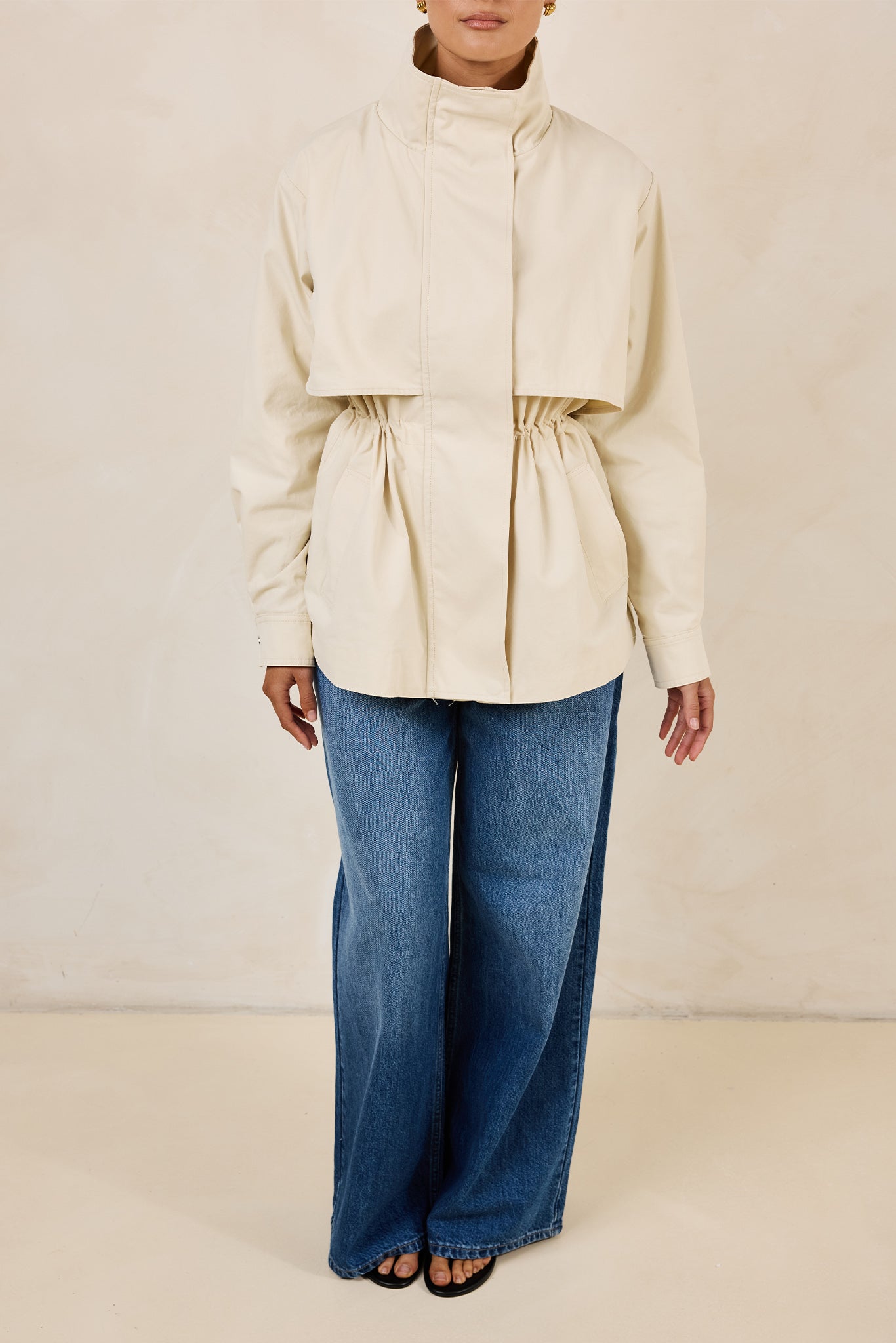 Monroe Funnel Neck Jacket (Ivory)