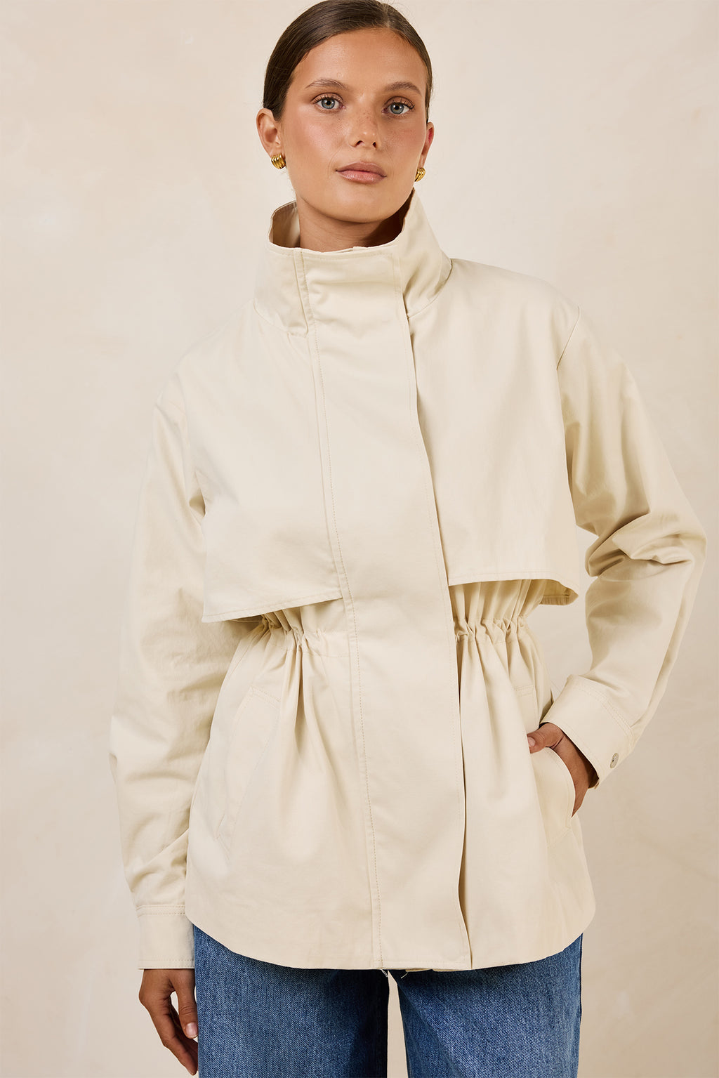 Monroe Funnel Neck Jacket (Ivory)