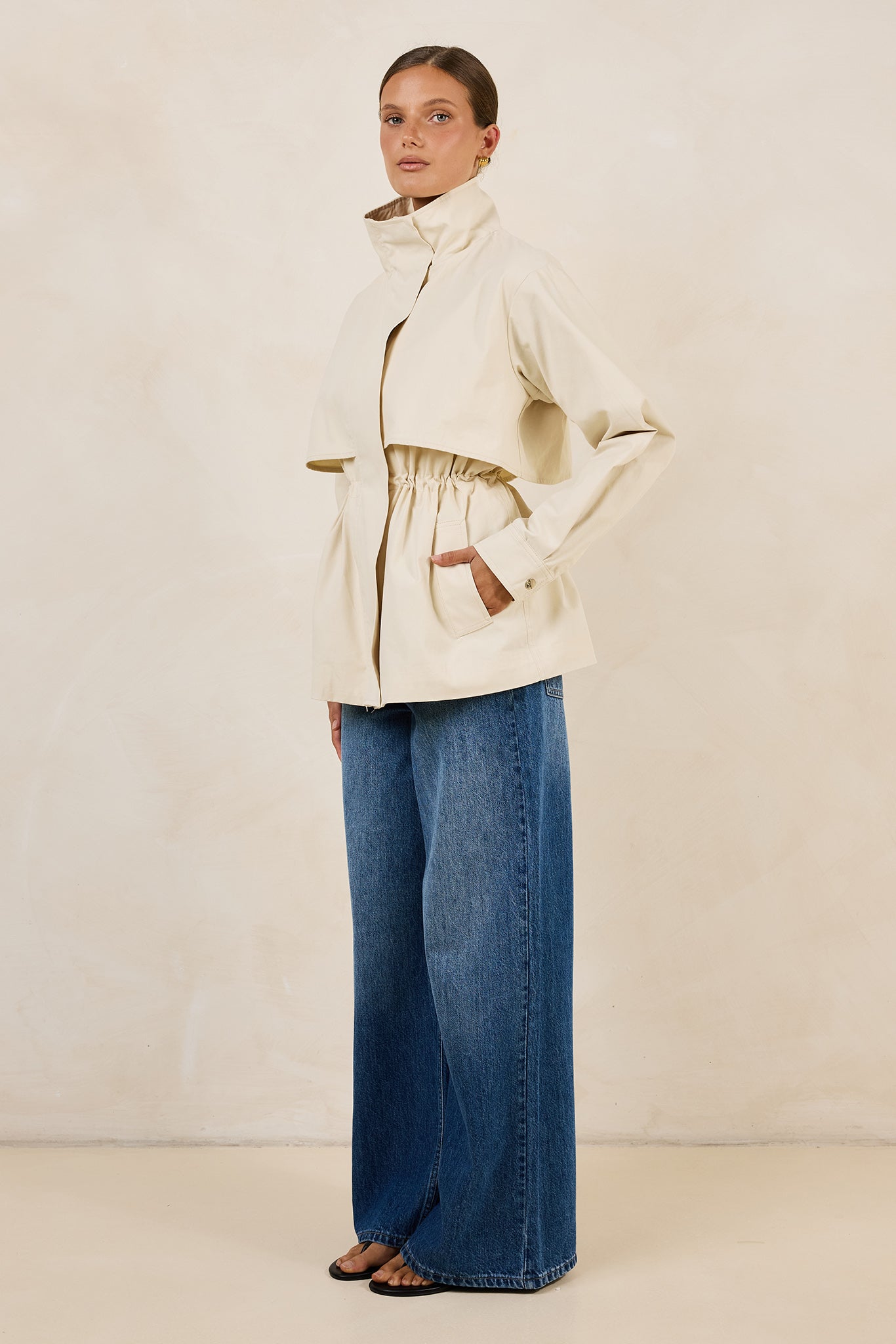 Monroe Funnel Neck Jacket (Ivory)