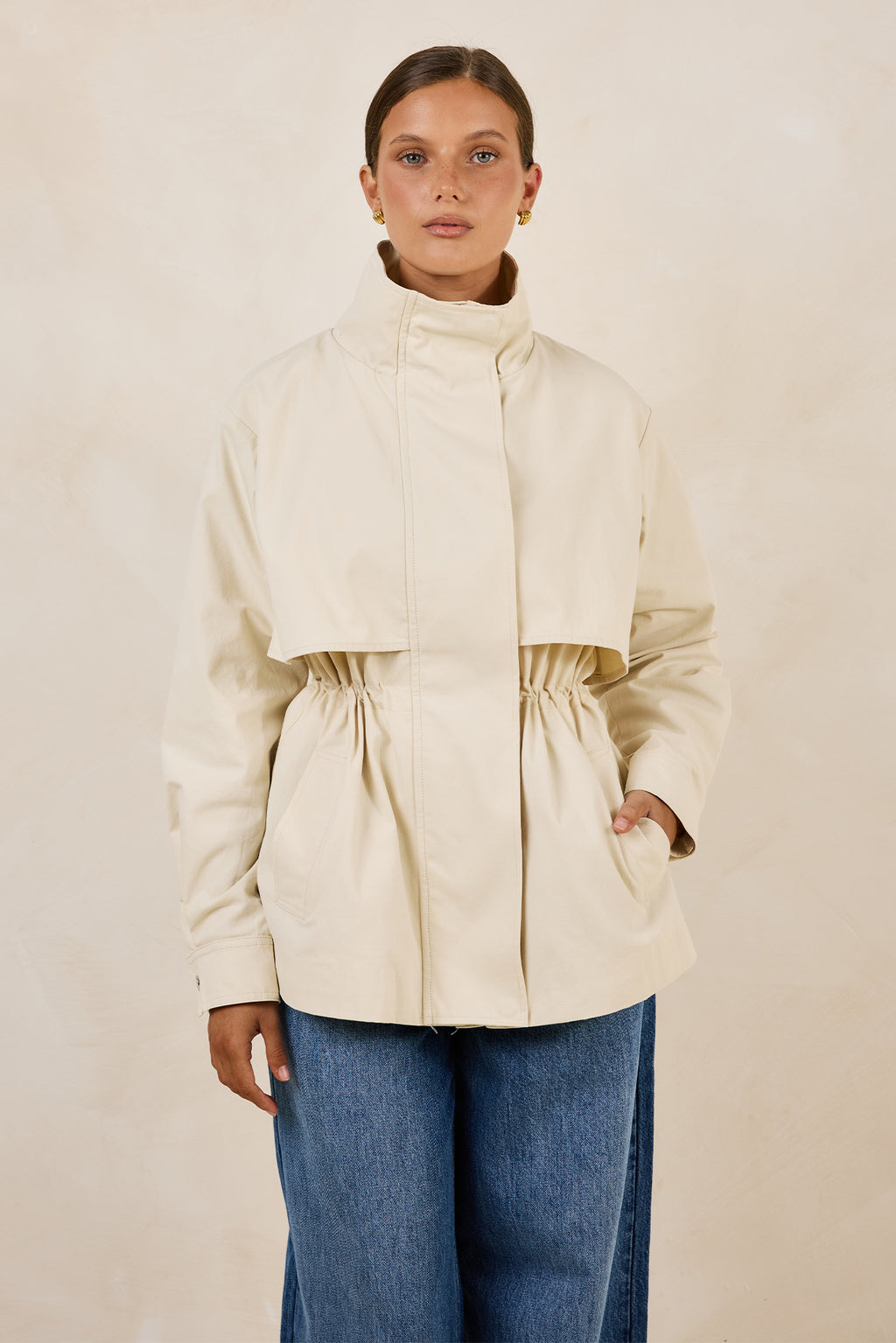 Monroe Funnel Neck Jacket (Ivory)