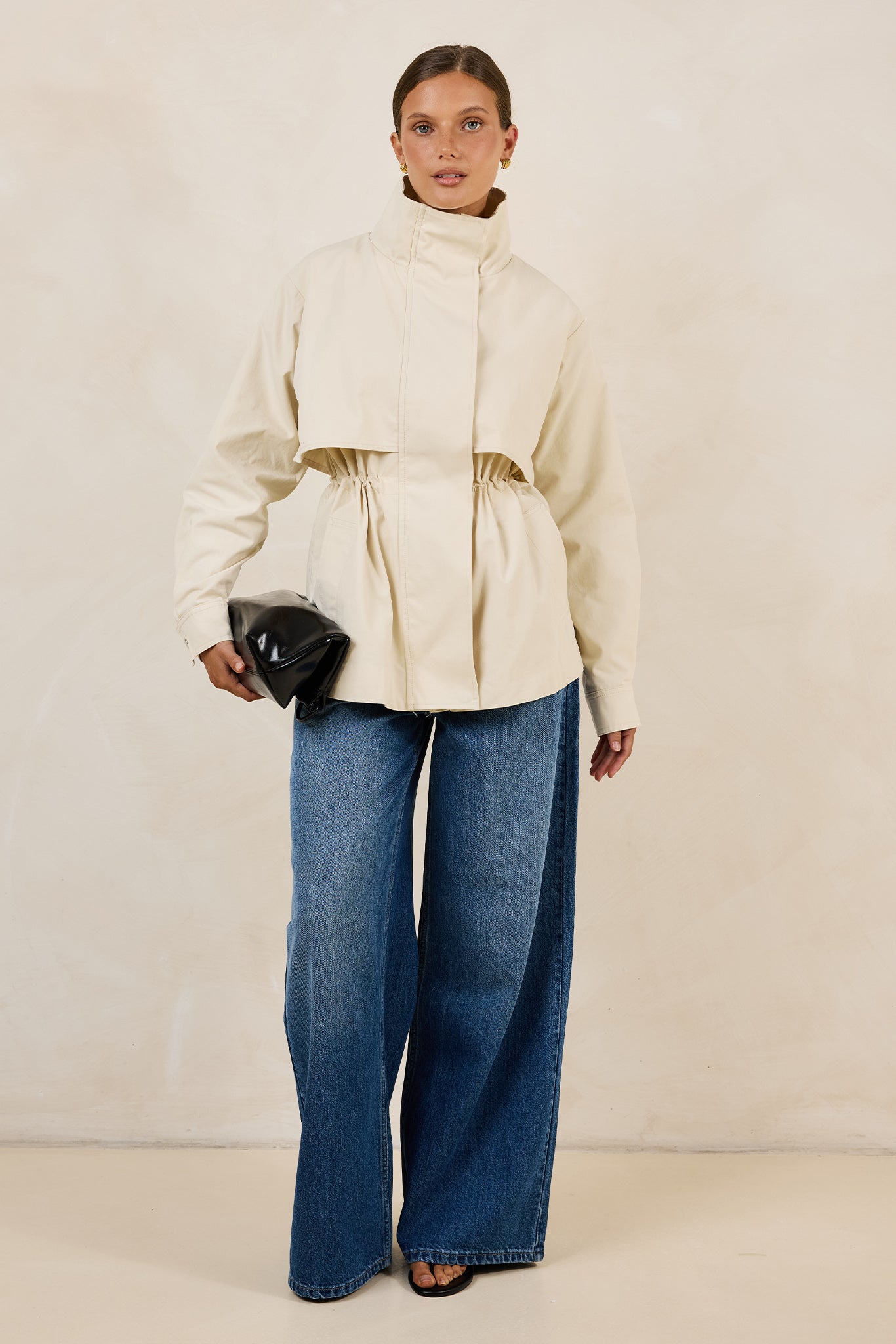 Monroe Funnel Neck Jacket (Ivory)