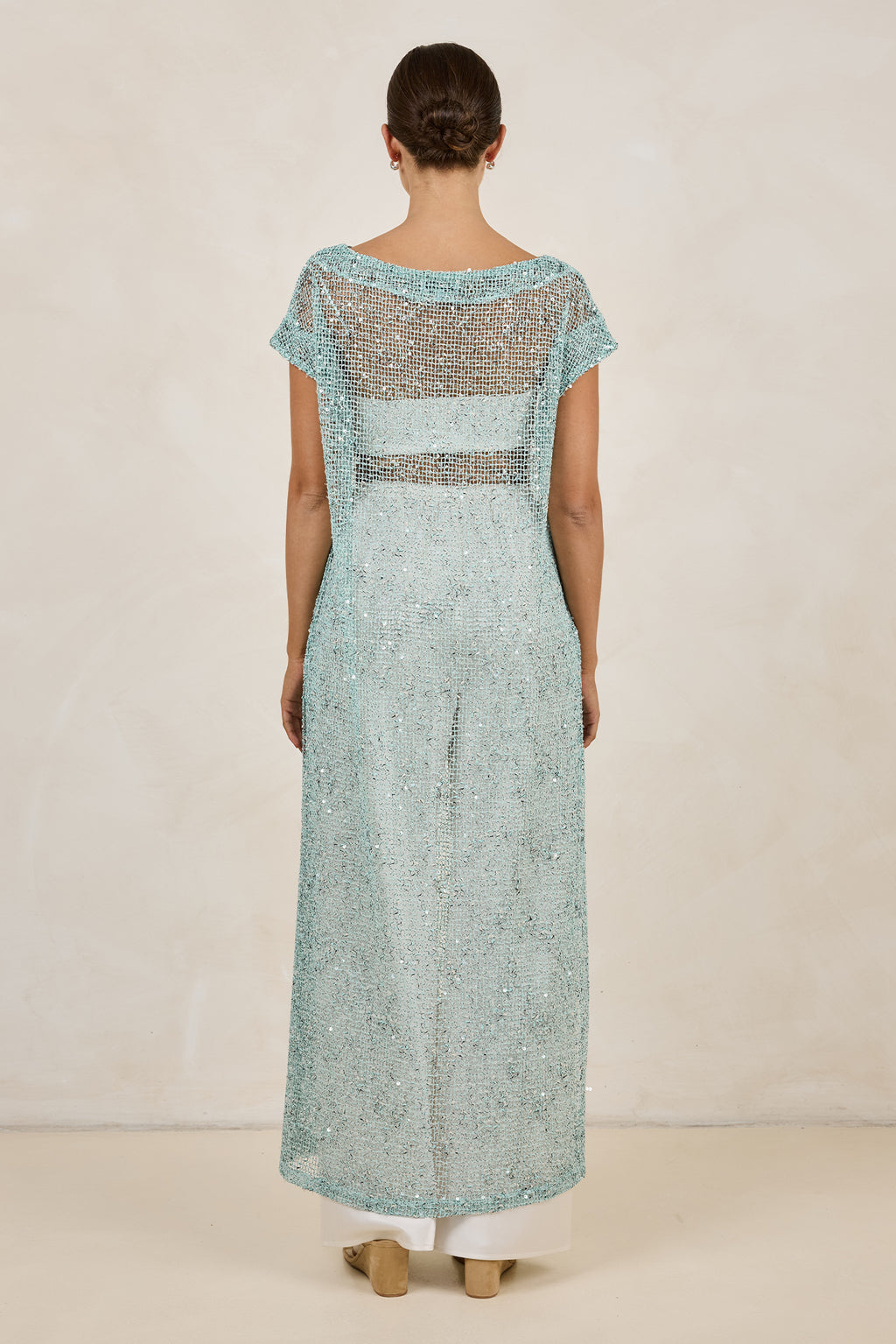Rumi Sequin Longline Tunic (Aqua)
