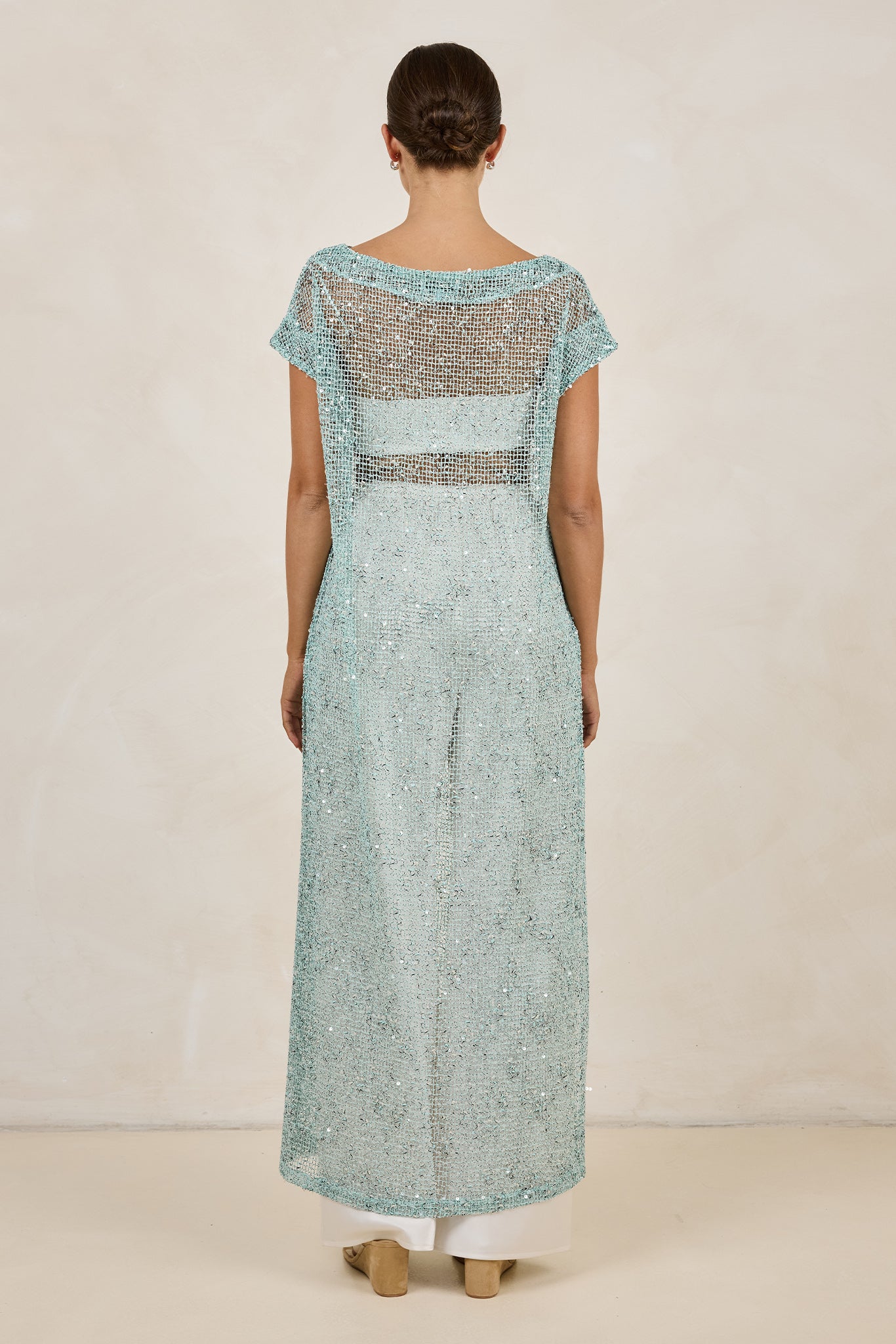 Rumi Sequin Longline Tunic (Aqua)