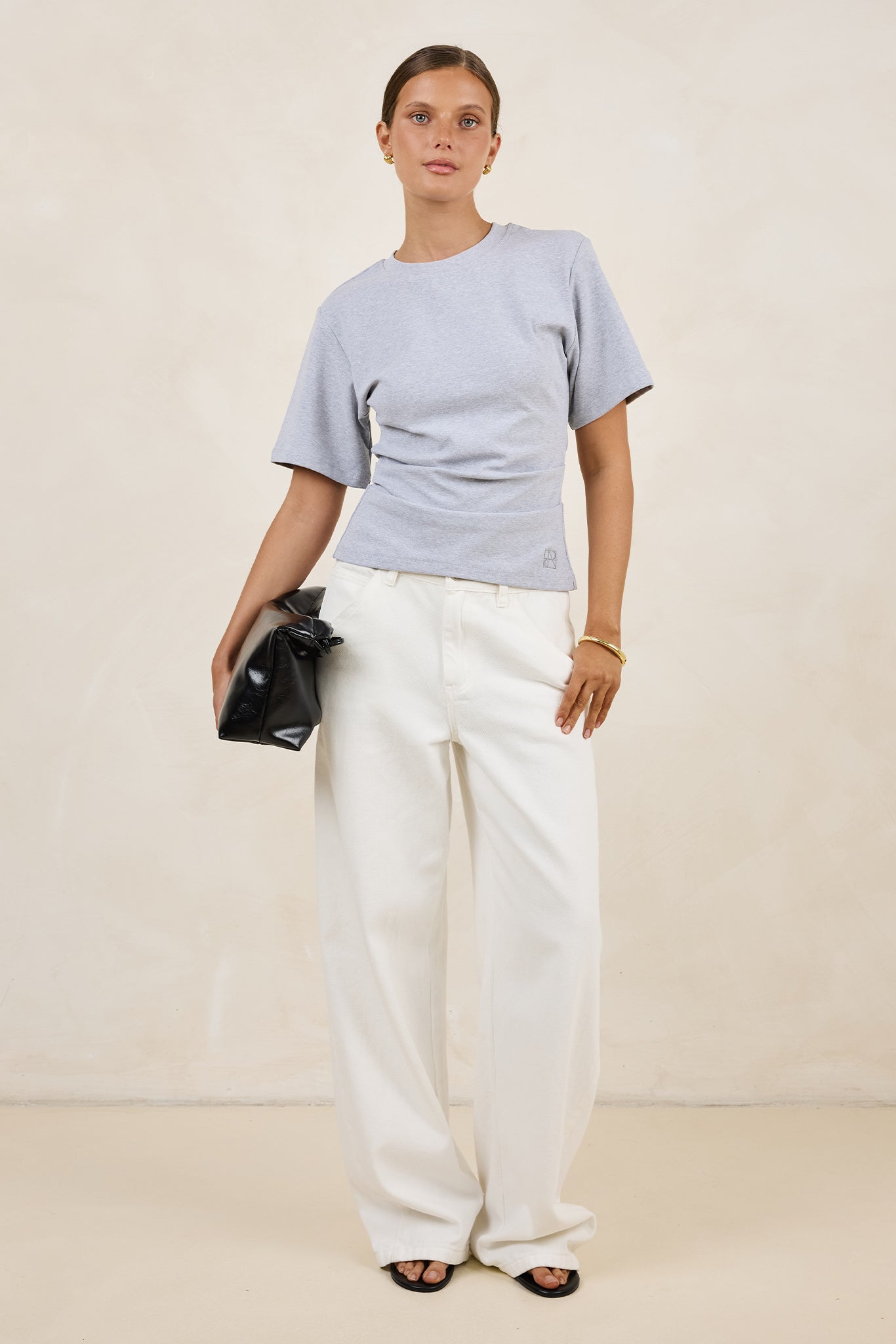 Rory Cinched Tee (Grey Marle)