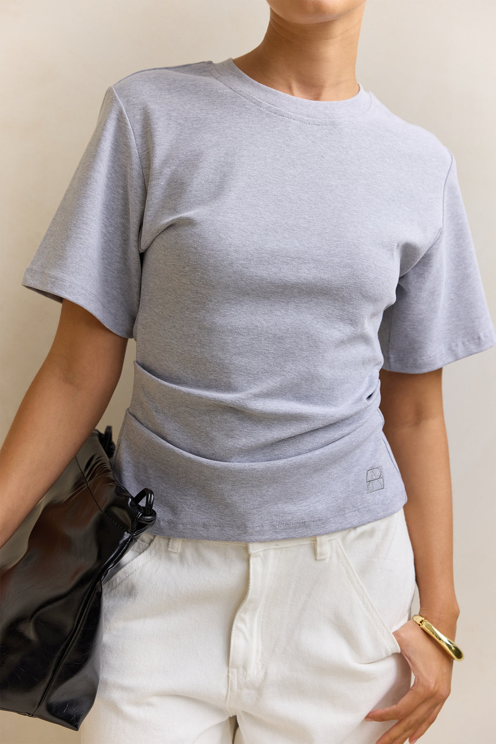 Rory Cinched Tee (Grey Marle)