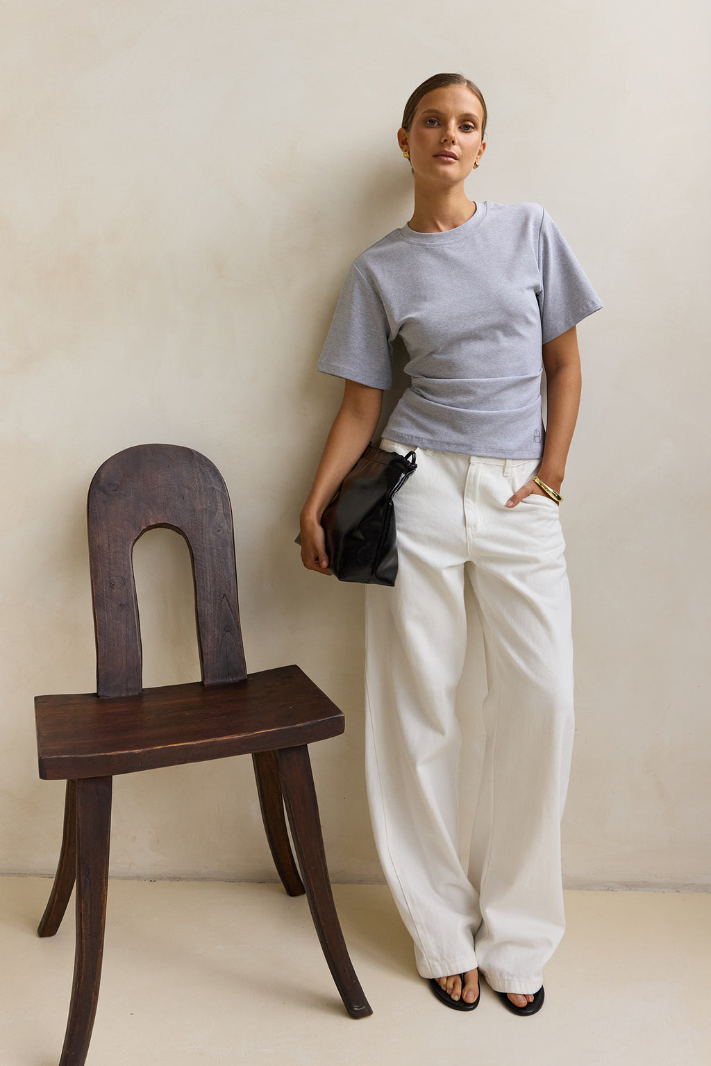 Rory Cinched Tee (Grey Marle)