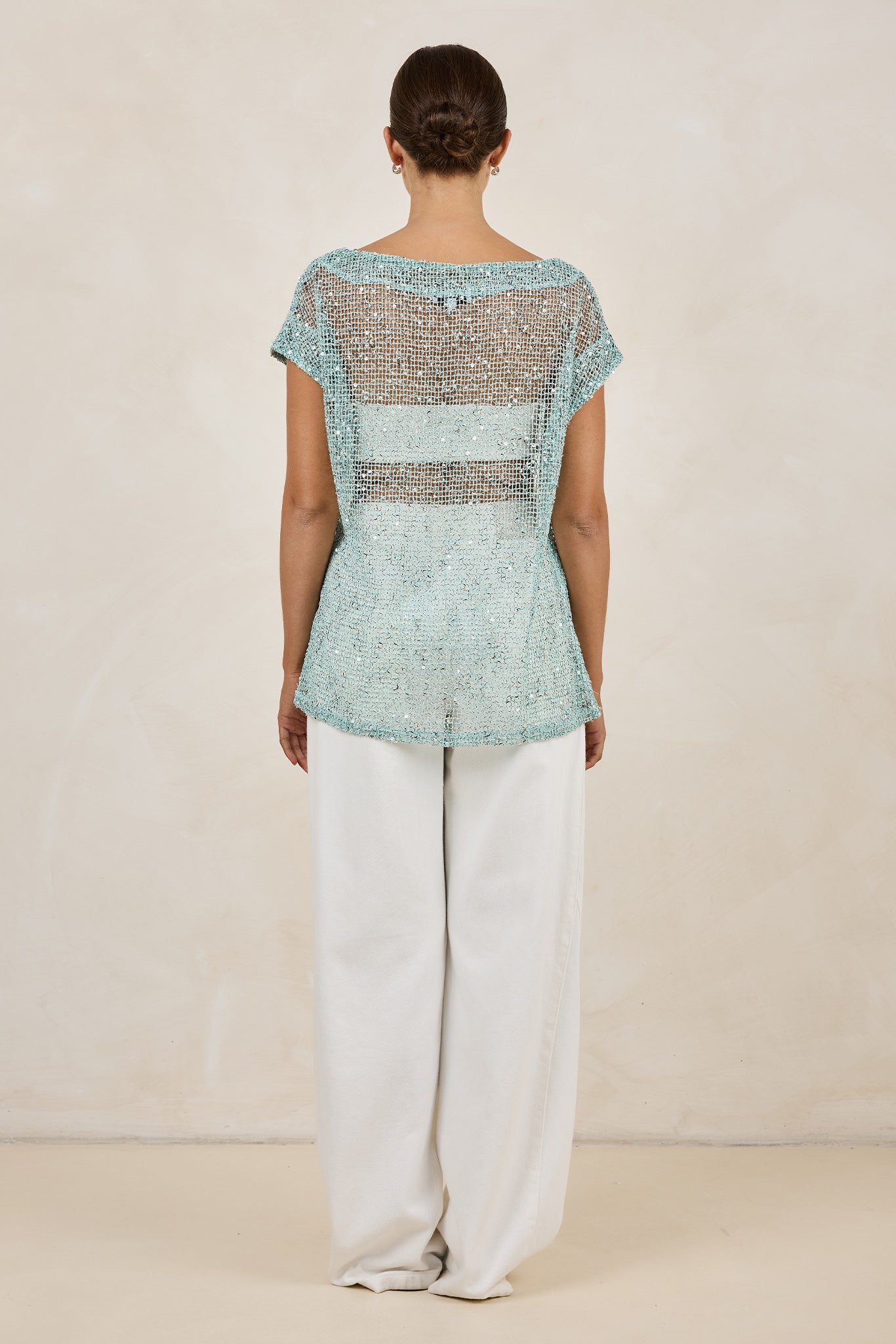 Rumi Sequin Tee (Aqua)