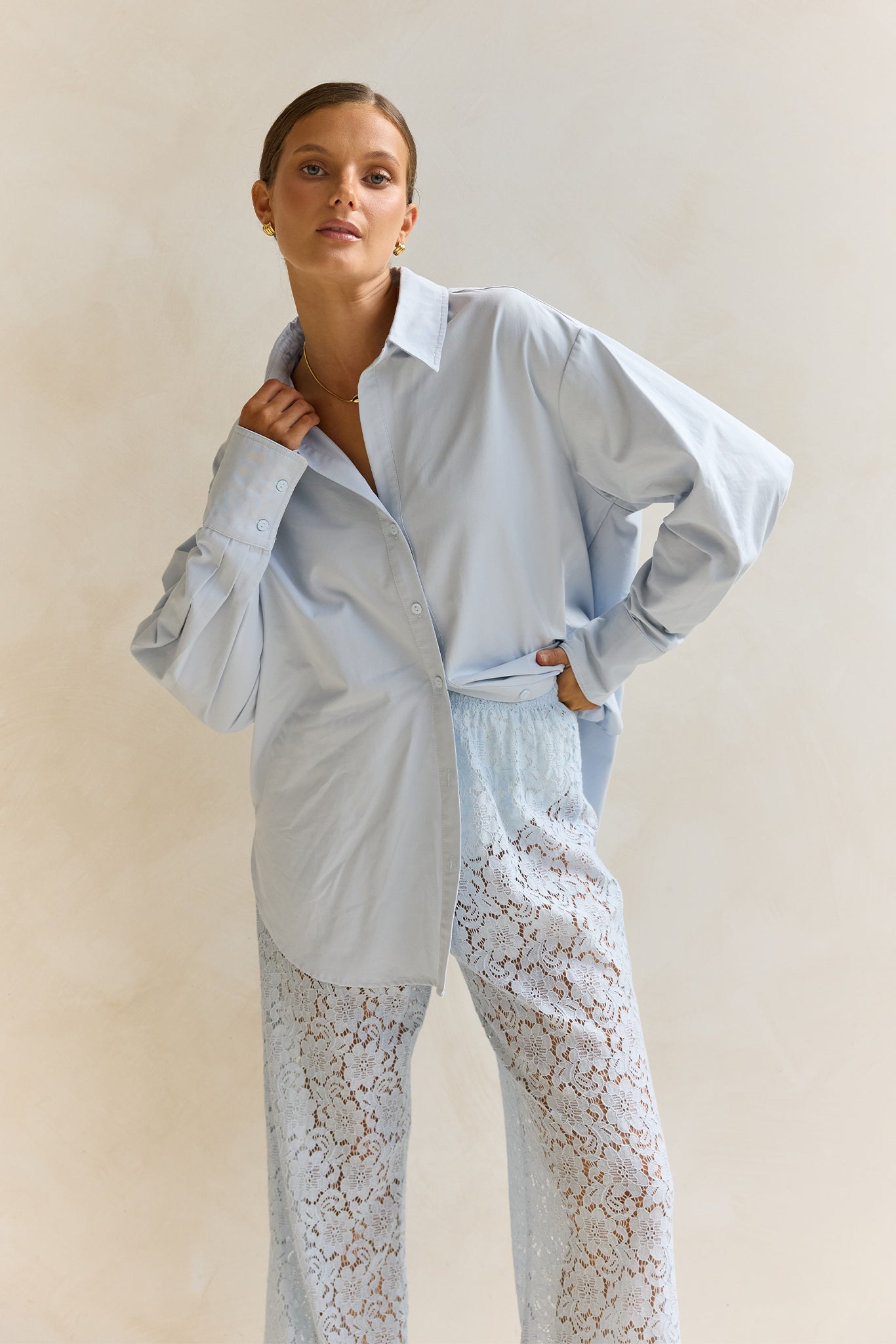 Theo Classic Cotton Shirt (Powder Blue)