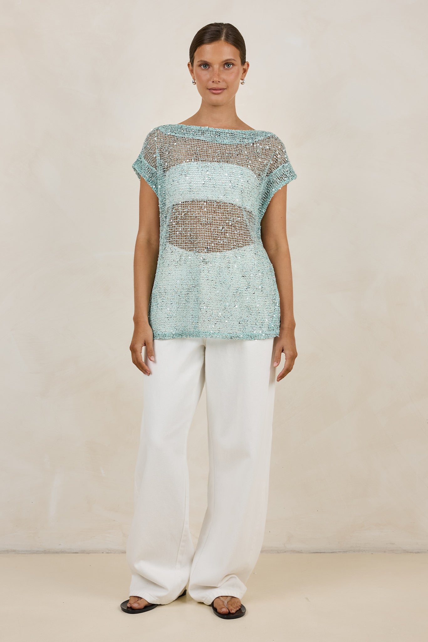 Rumi Sequin Tee (Aqua)