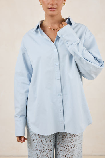 Theo Classic Cotton Shirt (Powder Blue)