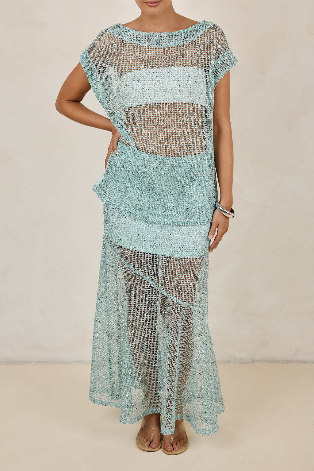 Rumi Sequin Tee (Aqua)