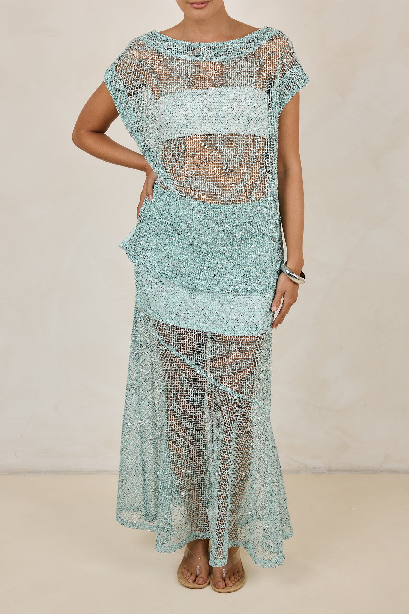 Rumi Sequin Tee (Aqua)