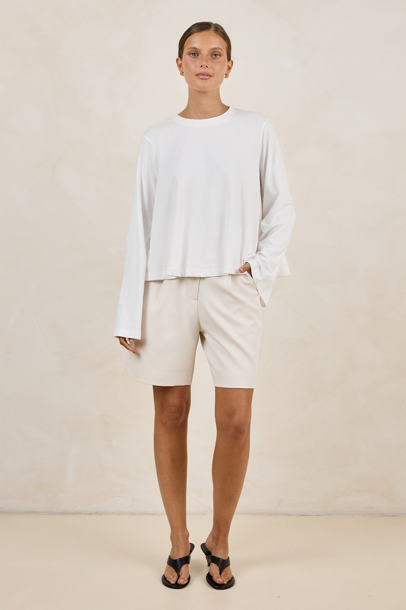 Harper Swing Long Sleeve Tee (White)