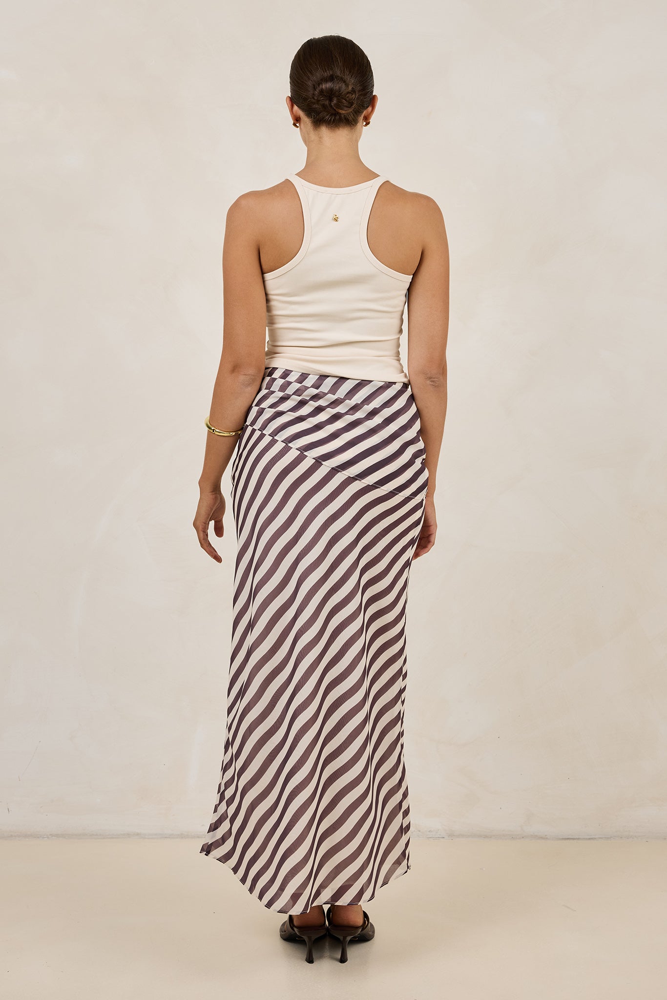 Paloma Maxi Skirt (Espresso/Beige)